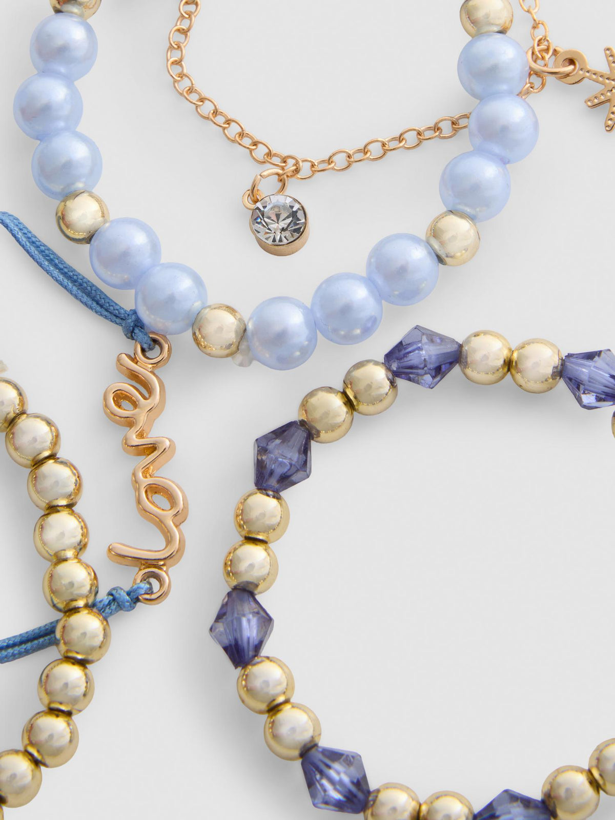 5pk Mixed Charm Bracelet Set - Blue