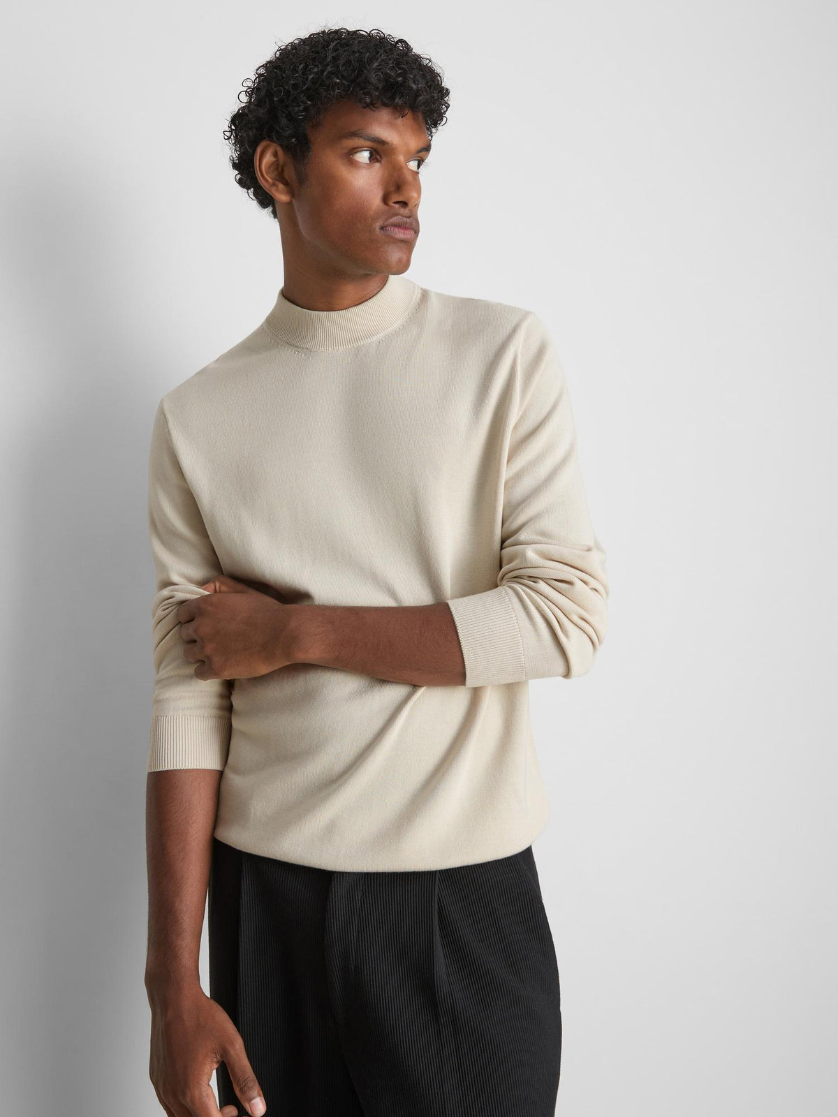 Crew Neck Knit Jumper - Ecru