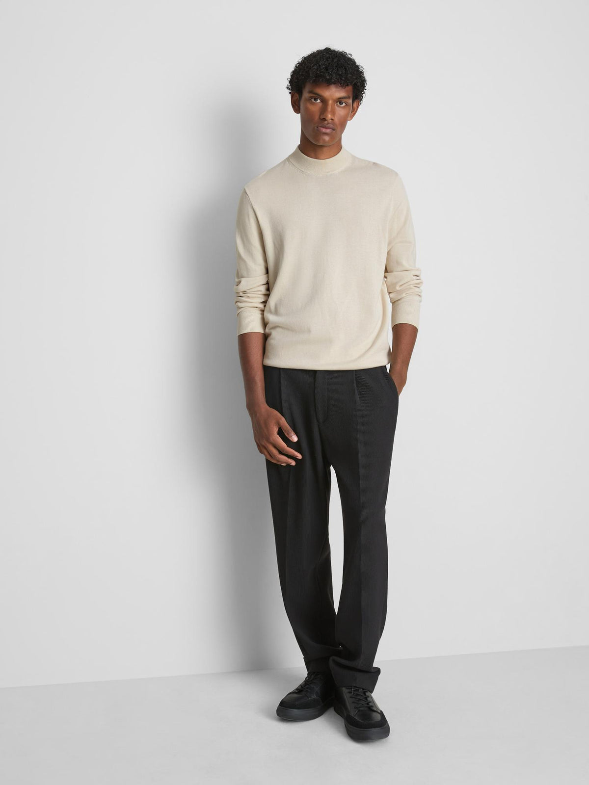 Crew Neck Knit Jumper - Ecru