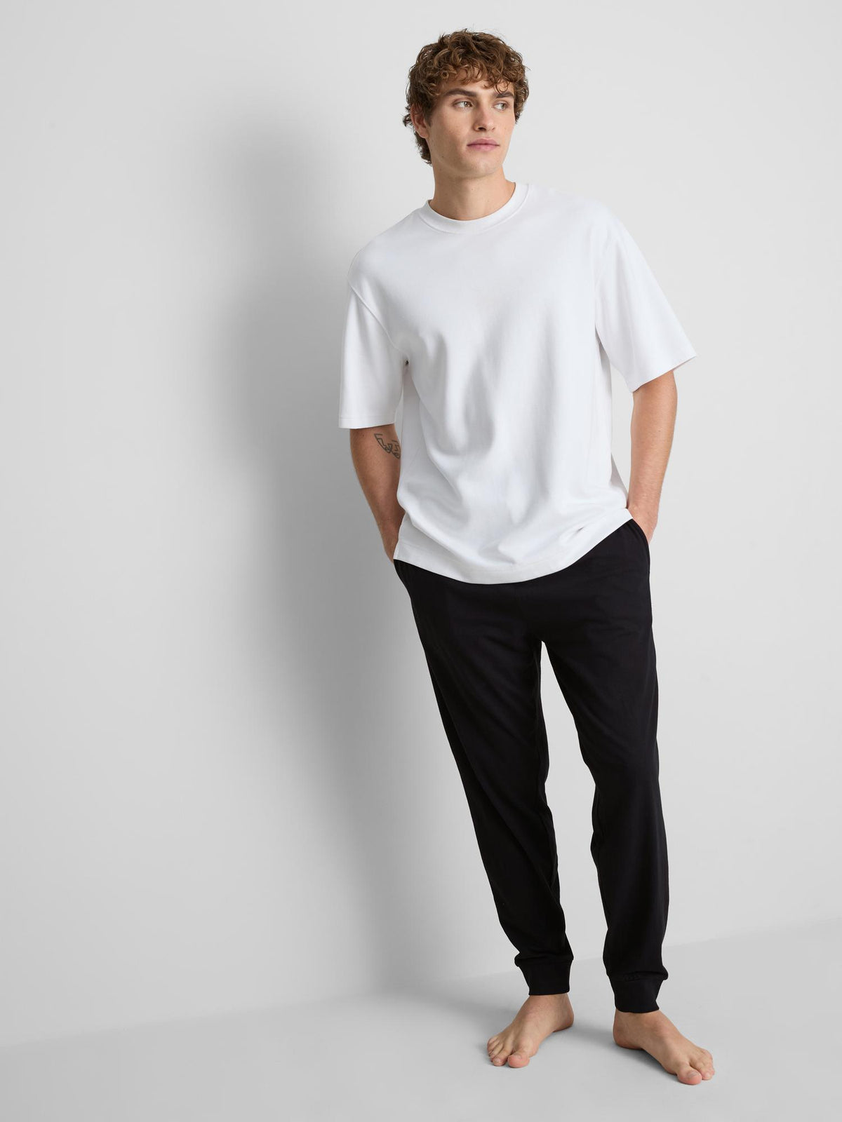 Pure Cotton Cuffed Pyjama Bottoms - Black