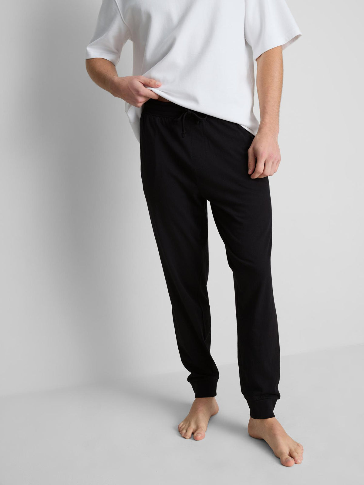 Pure Cotton Cuffed Pyjama Bottoms - Black