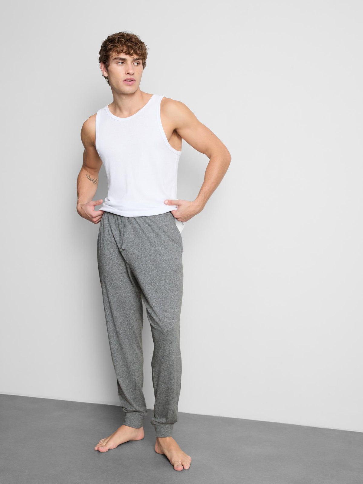 Cotton Rich Pyjama Bottoms - Grey Marl