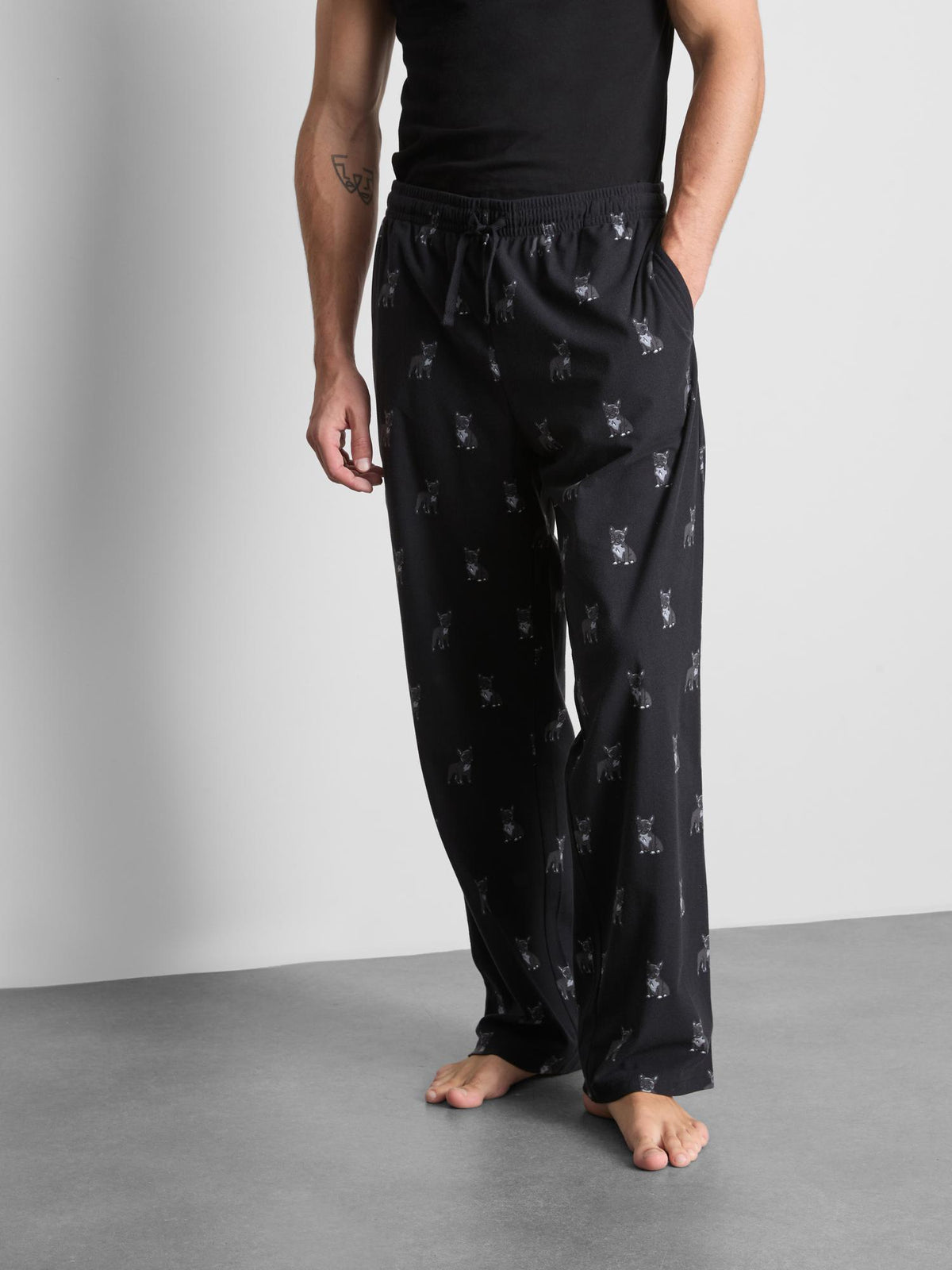 Dog Print Pyjama Bottoms - Charcoal