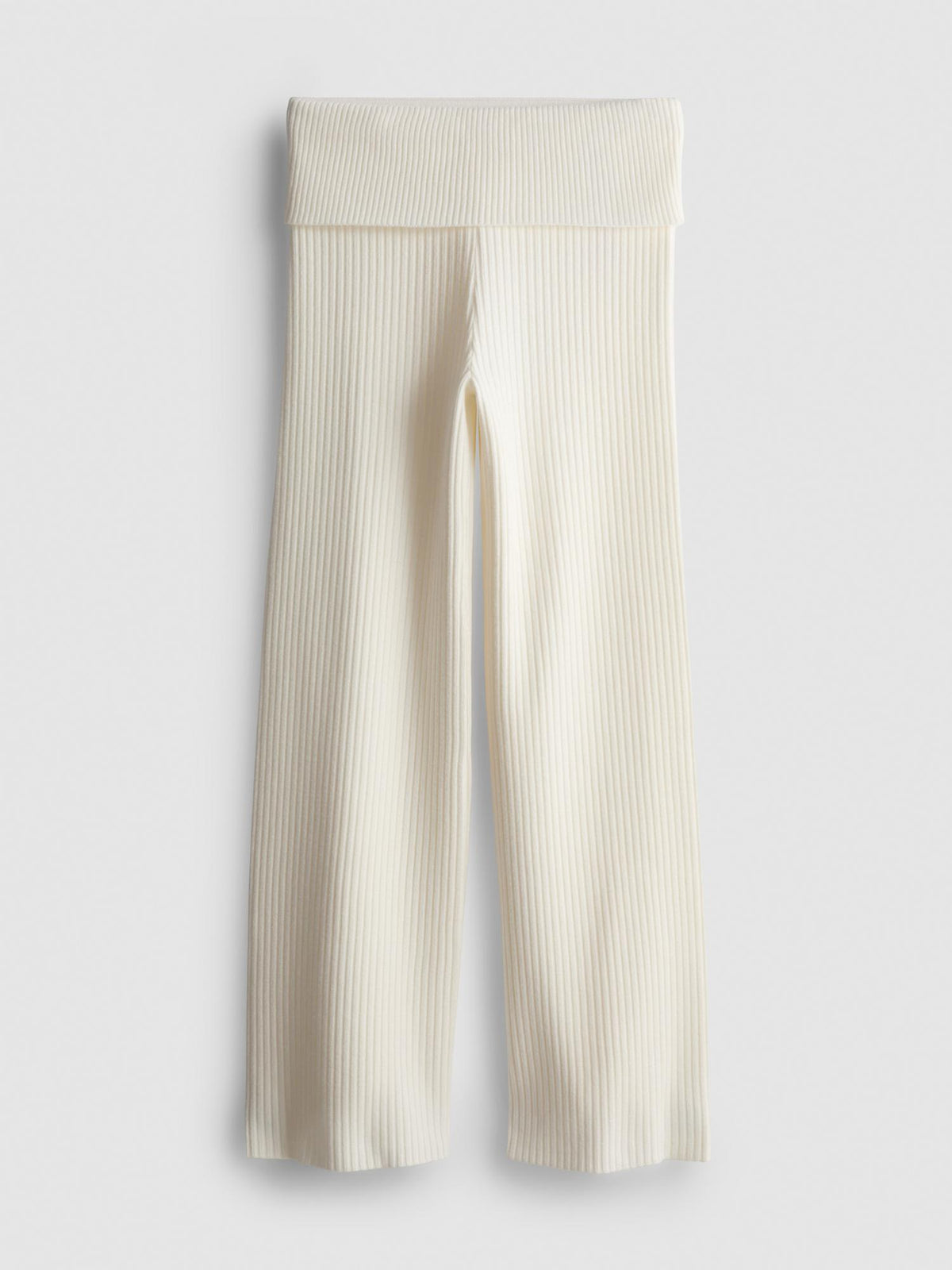 7-15yrs | Ribbed Fold Over Leggings - Ecru