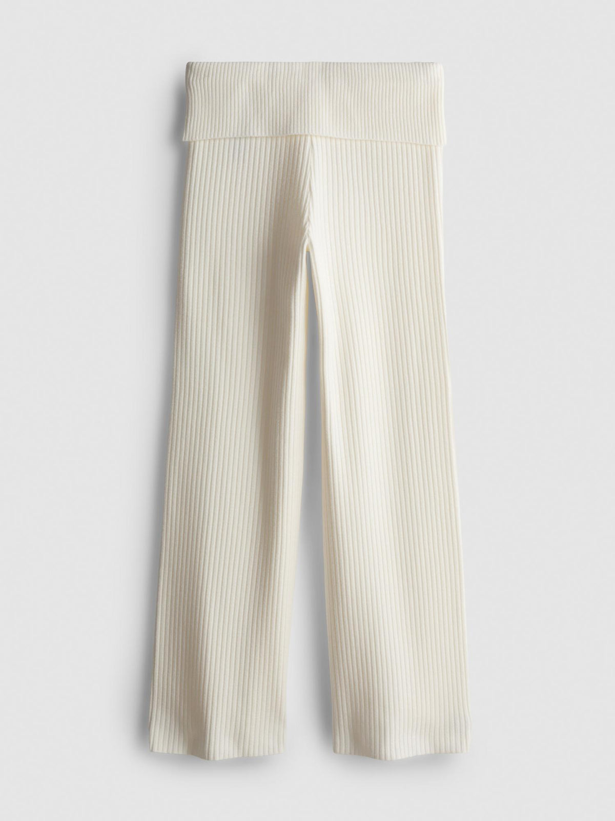 7-15yrs | Ribbed Fold Over Leggings - Ecru