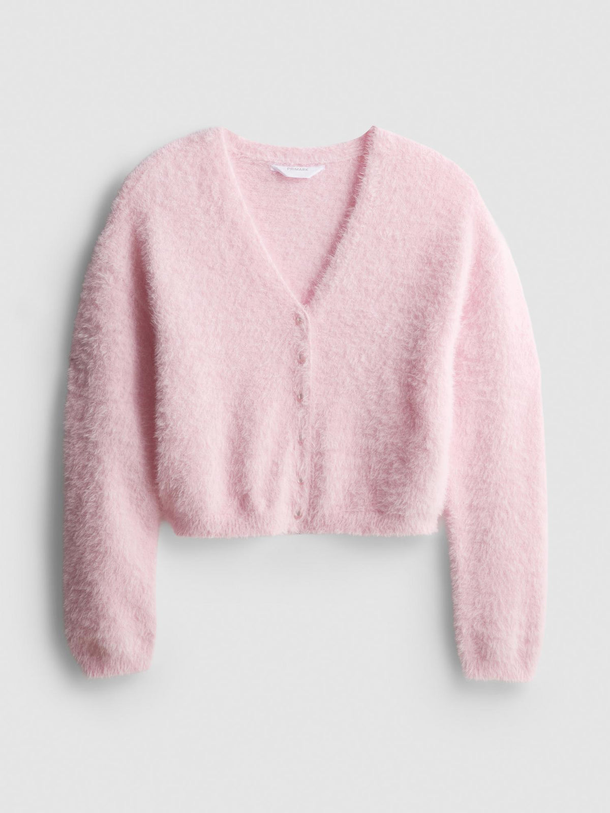 7-15yrs | V-Neck Fluffy Cardigan - Pink