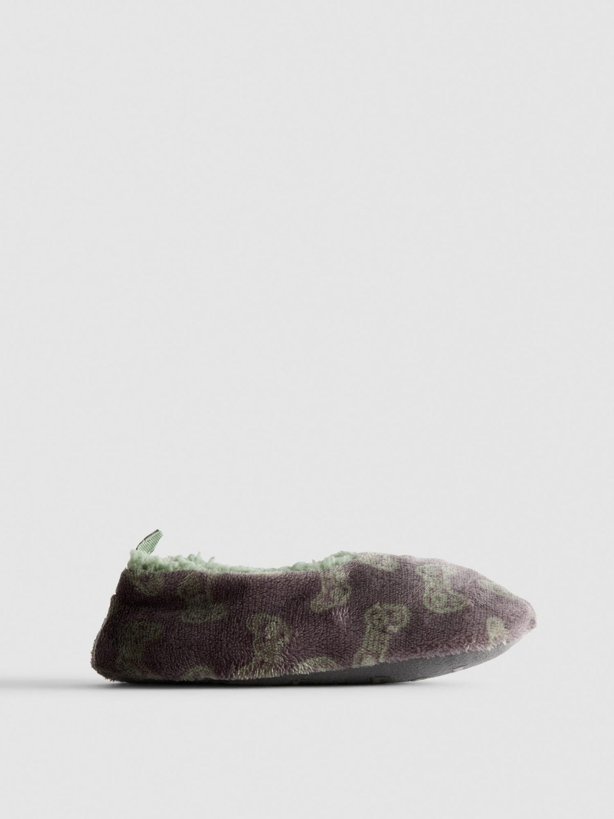 Faux Fur Gaming Graphic Slipper Socks - Khaki