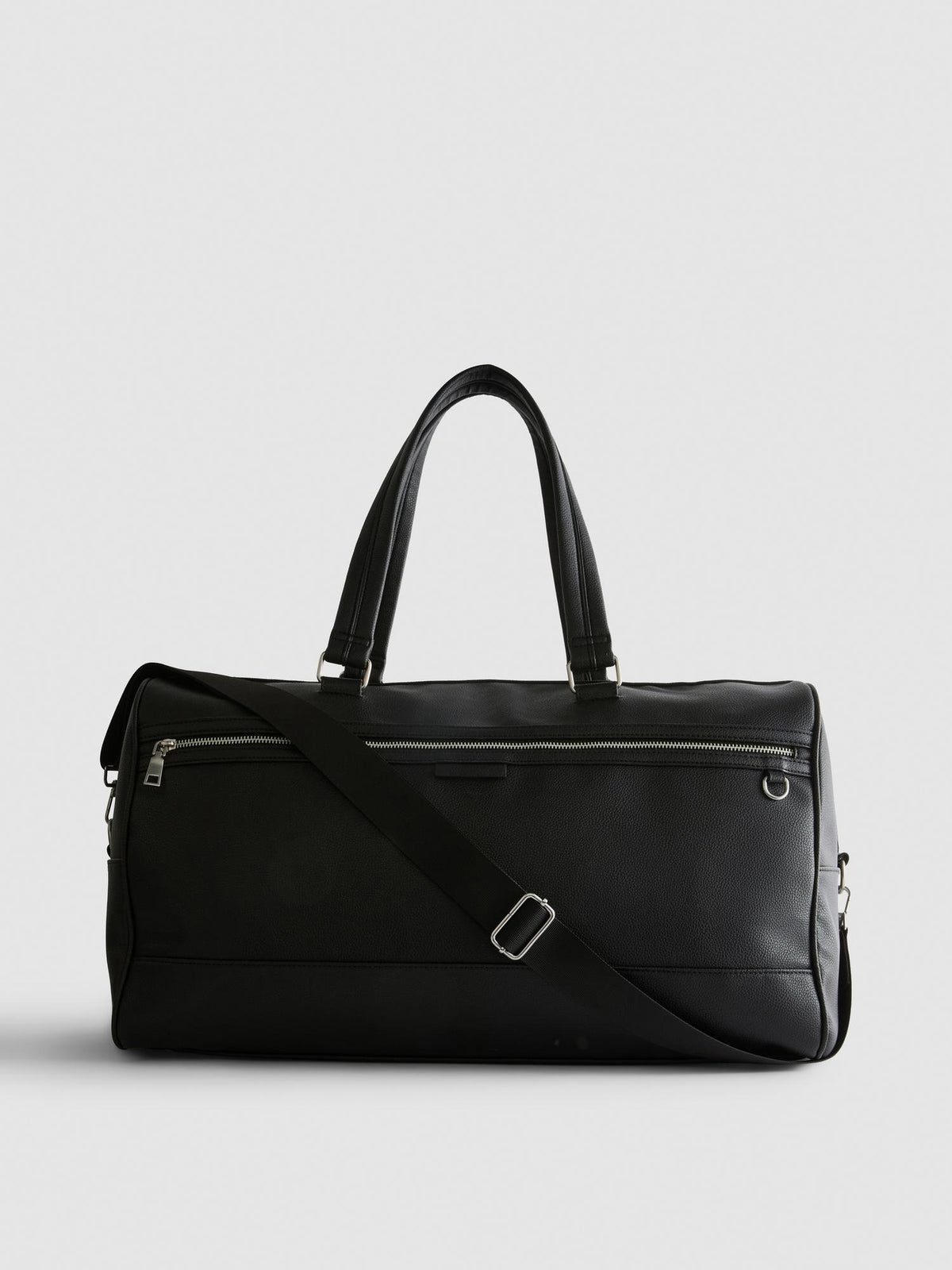 Faux Leather Holdall Bag - Black