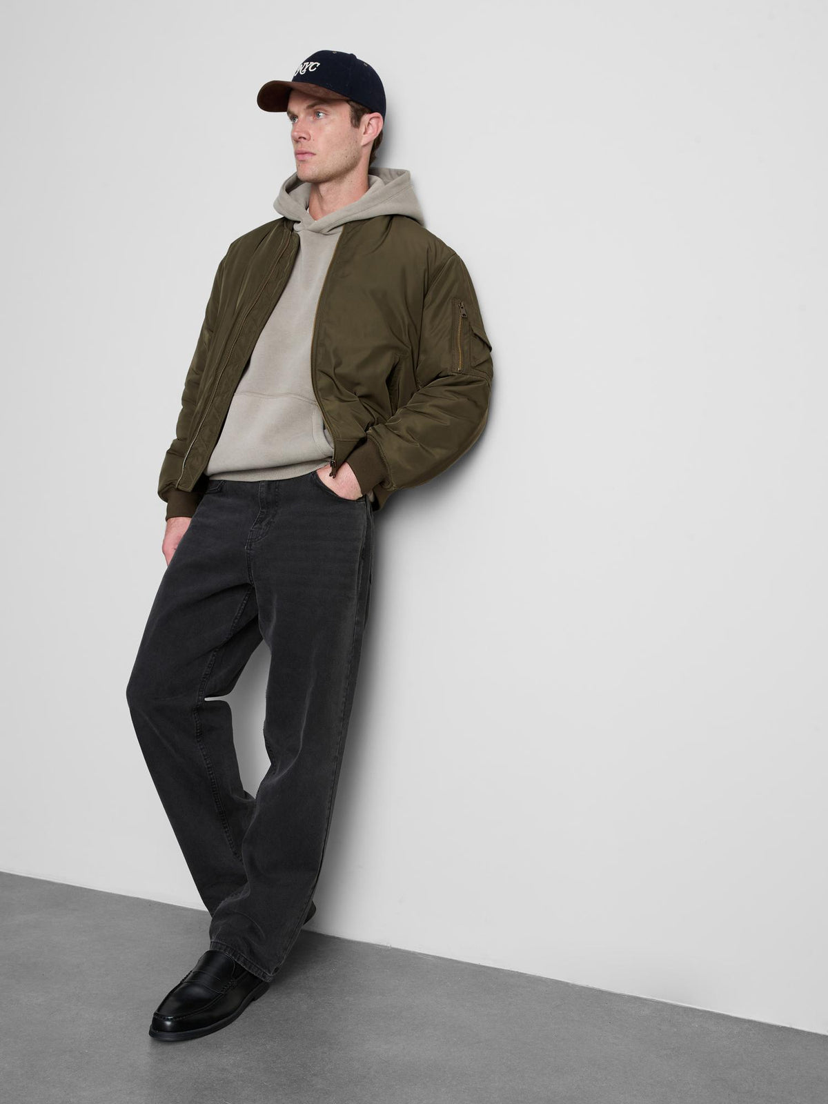 Padded Bomber Jacket - Khaki