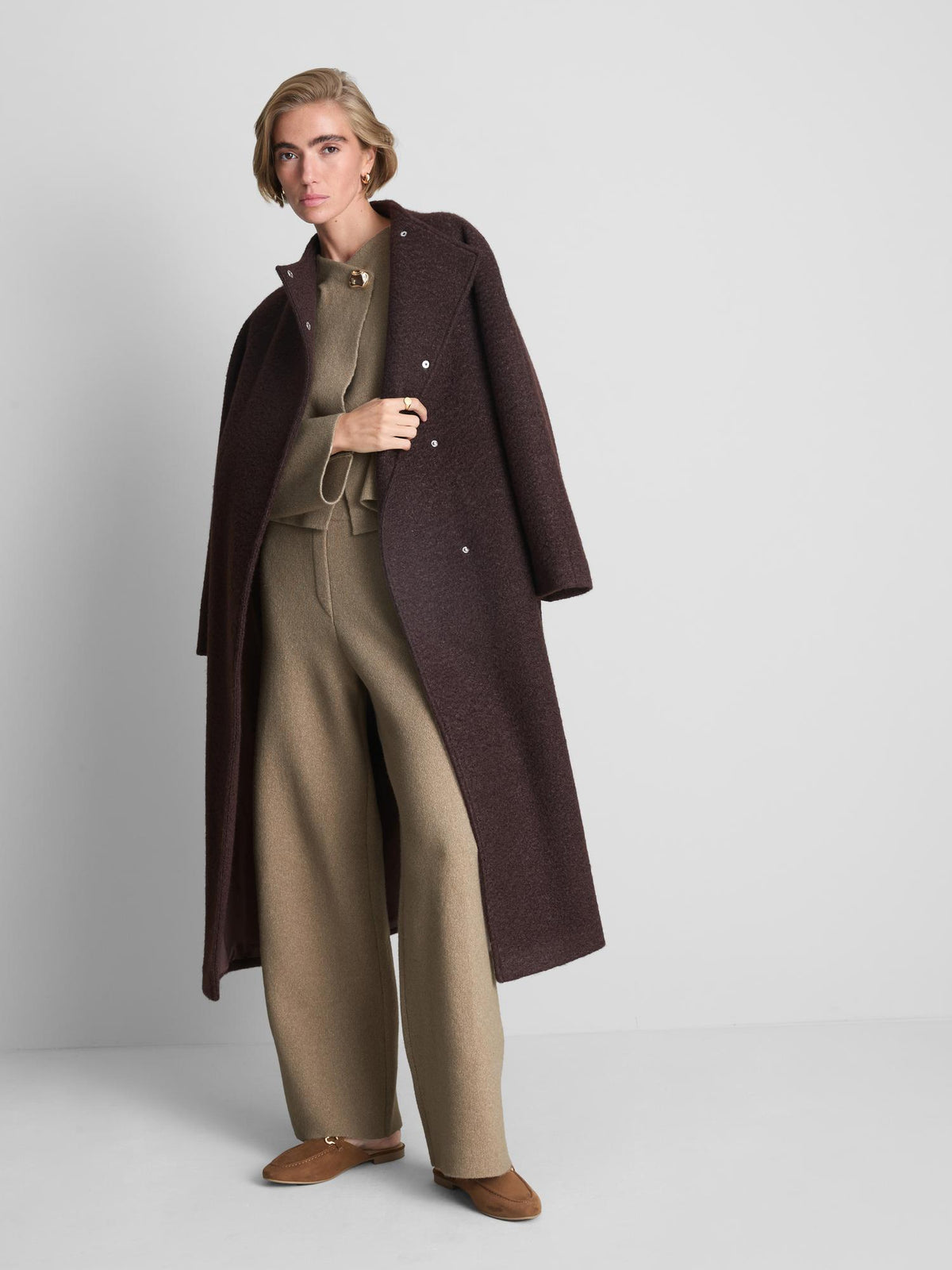 Statement Button Crossover Cardigan - Oatmeal