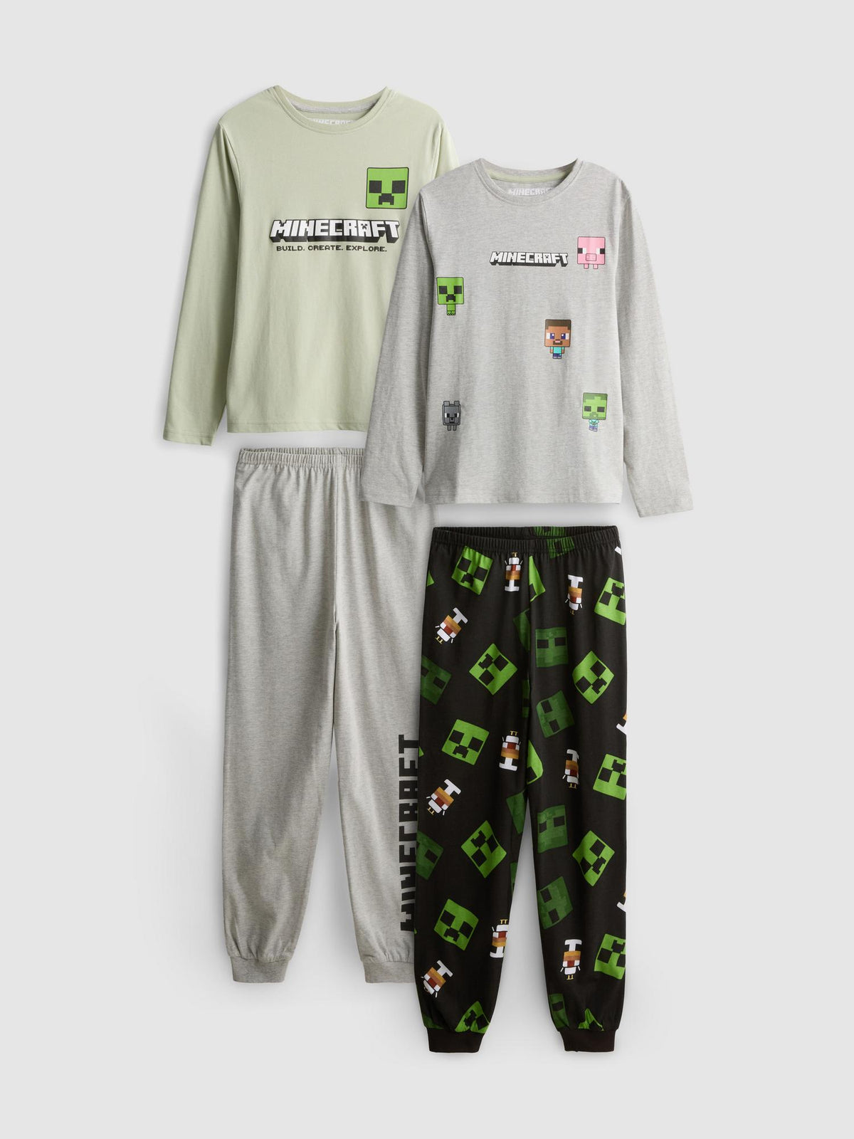 5-15yrs | Minecraft Long Pyjama Set - Charcoal