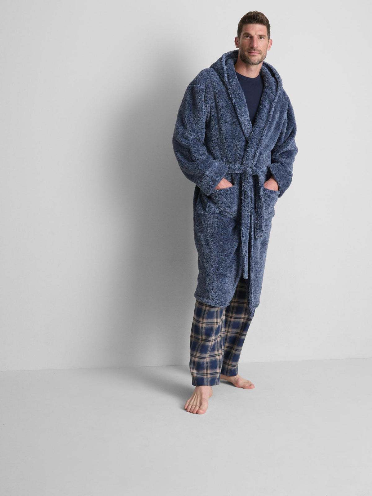 Hooded Bath Robe - Navy