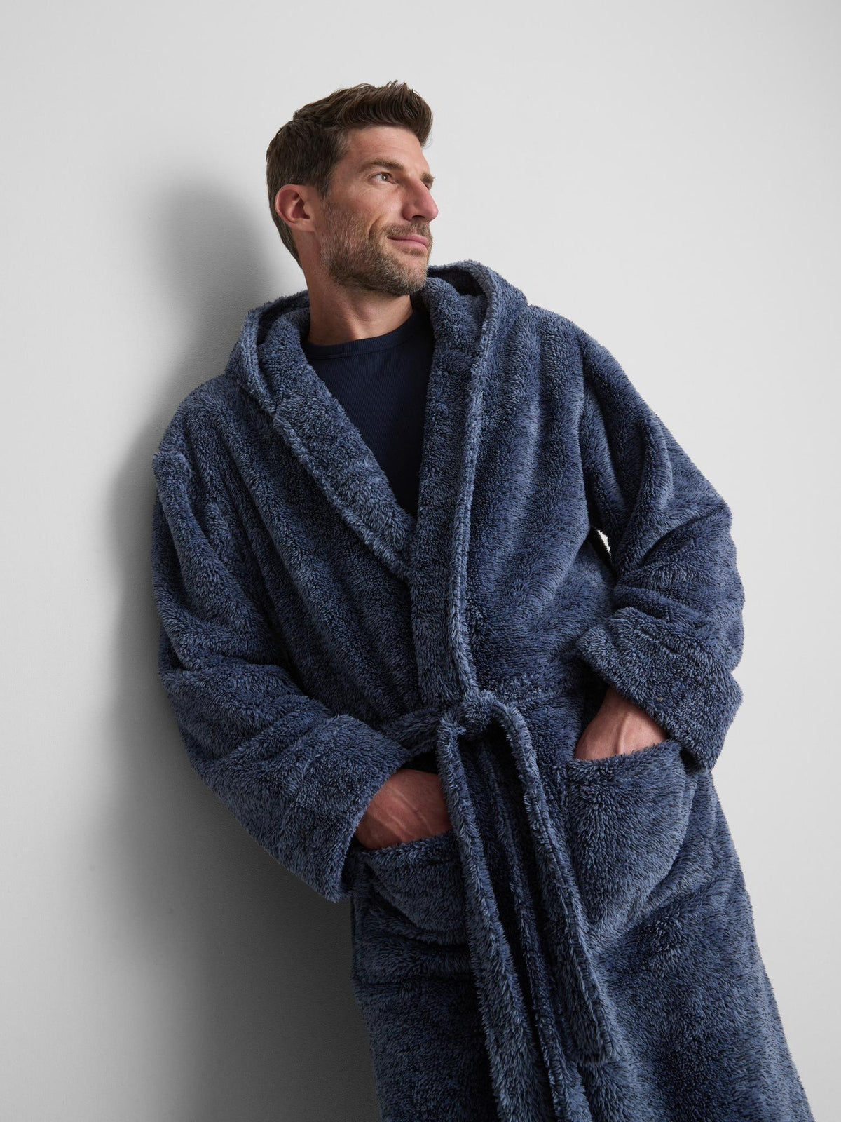 Hooded Bath Robe - Navy