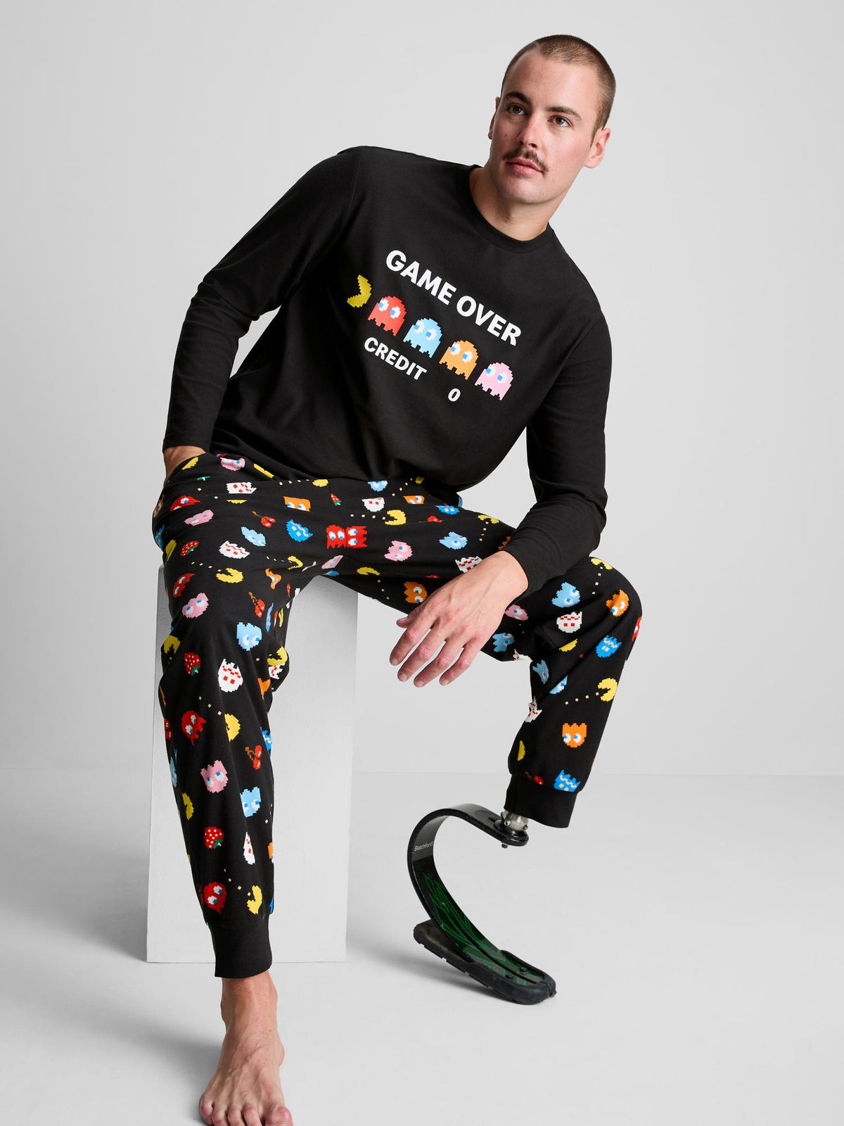 PAC-MAN Game Over Long Sleeve Pyjama Set - Black