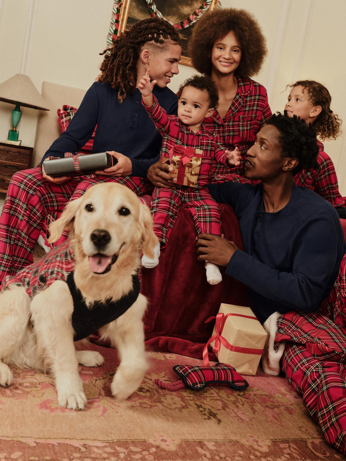 Men’s Cotton Rich Tartan Family Christmas Pyjamas - Navy