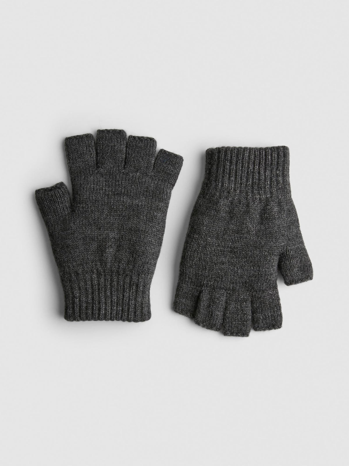 Knitted Fingerless Gloves - Charcoal
