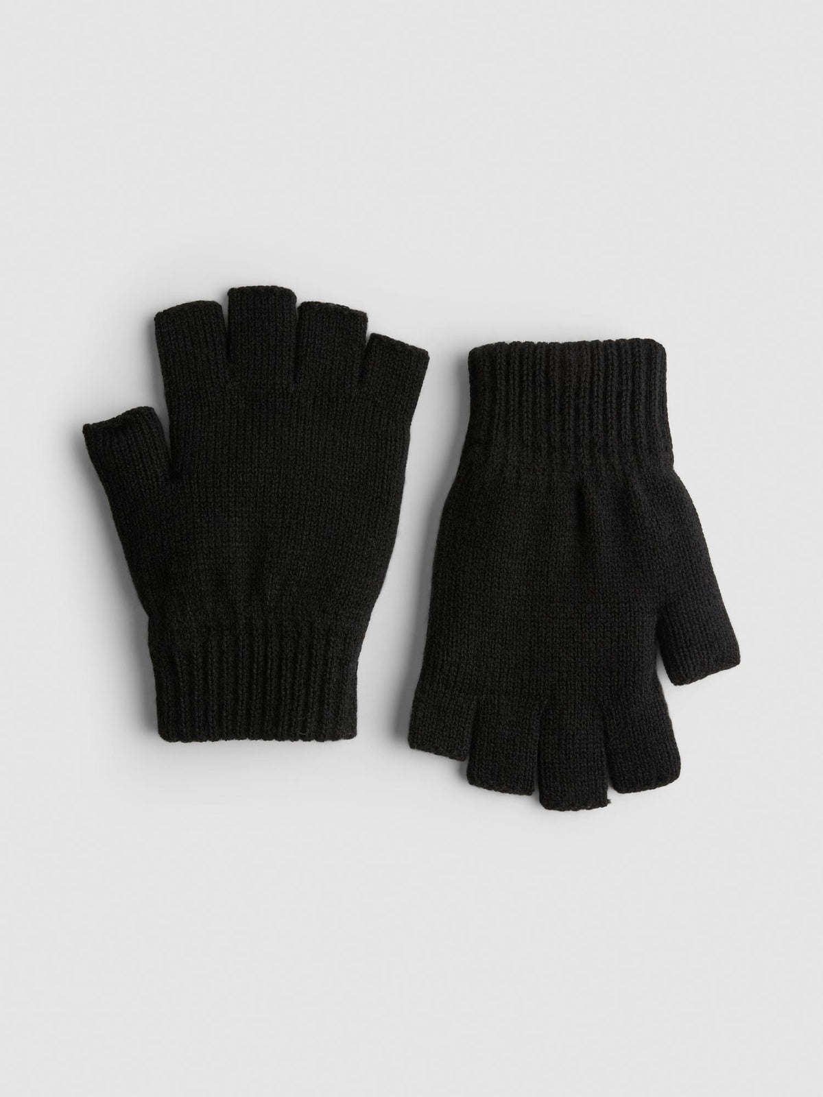 Knitted Fingerless Gloves - Black