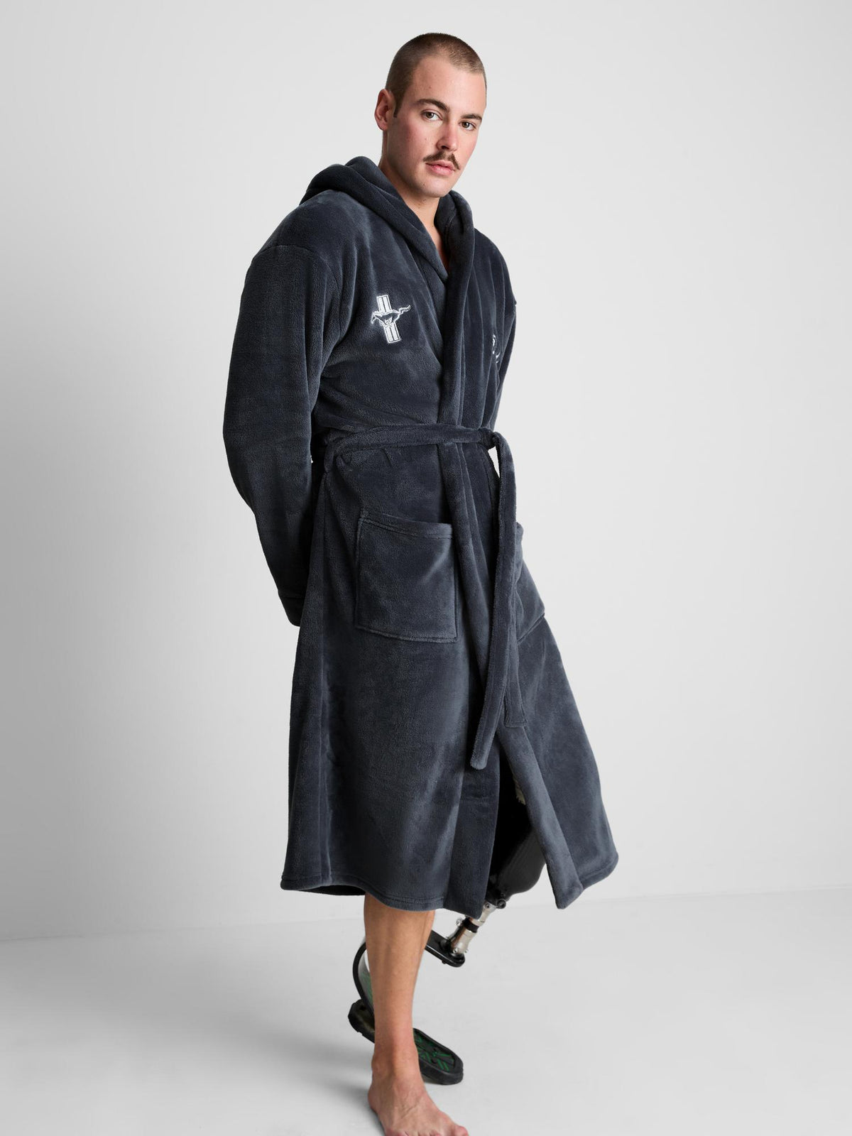 Ford Fleece Hooded Dressing Gown - Blue