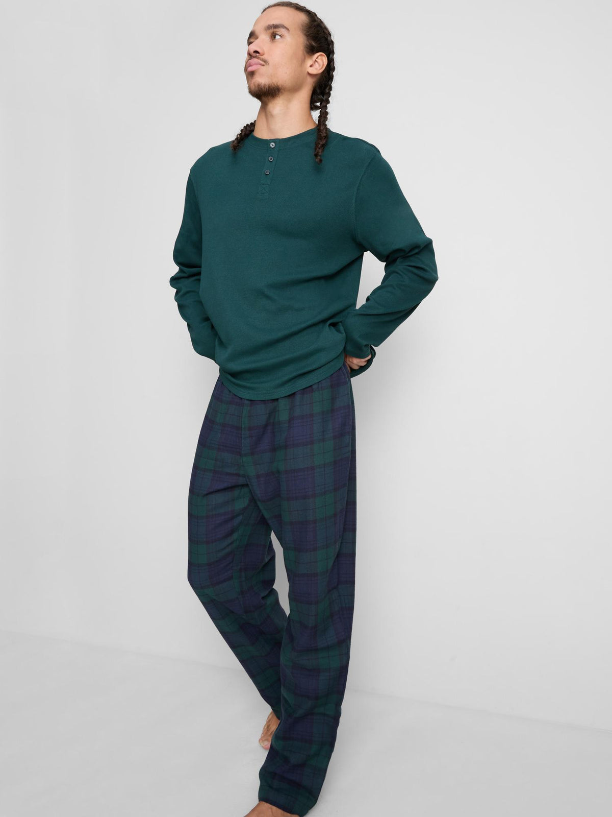 Henley Flannel Pyjamas - Green
