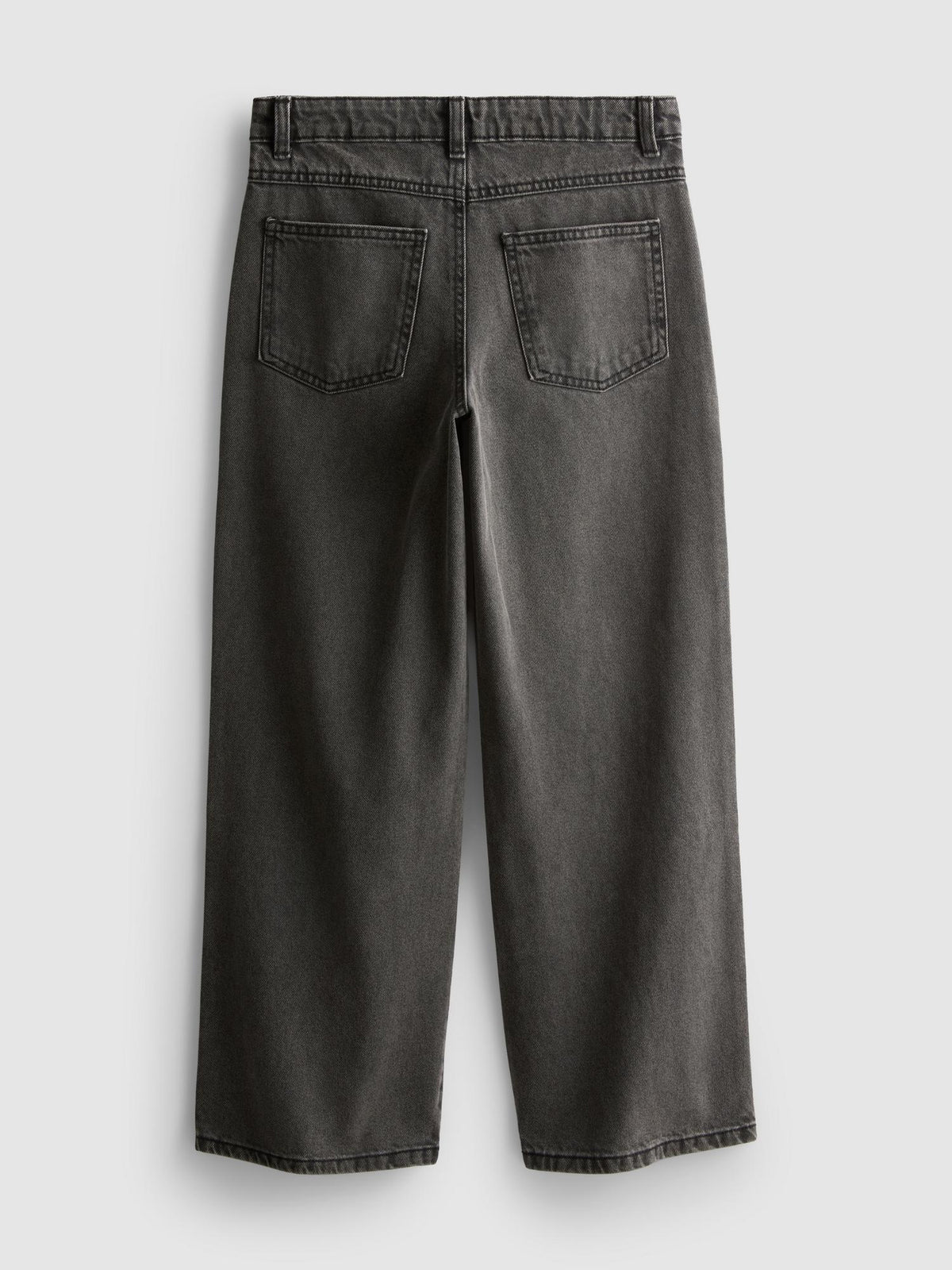 7-15yrs | Pure Cotton Faux Pearl Wide Leg Jeans - Barely Black