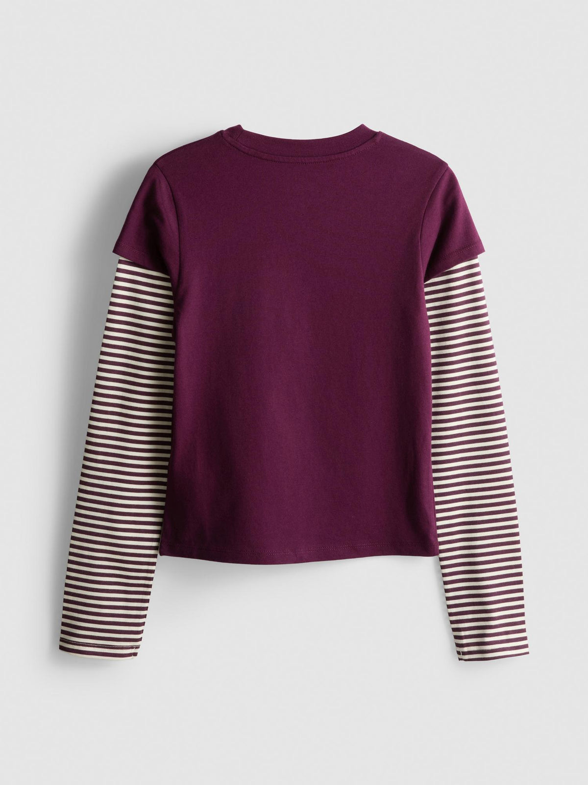 7-15yrs | Pure Cotton 2-in-1 Long Sleeve T-Shirt - Plum
