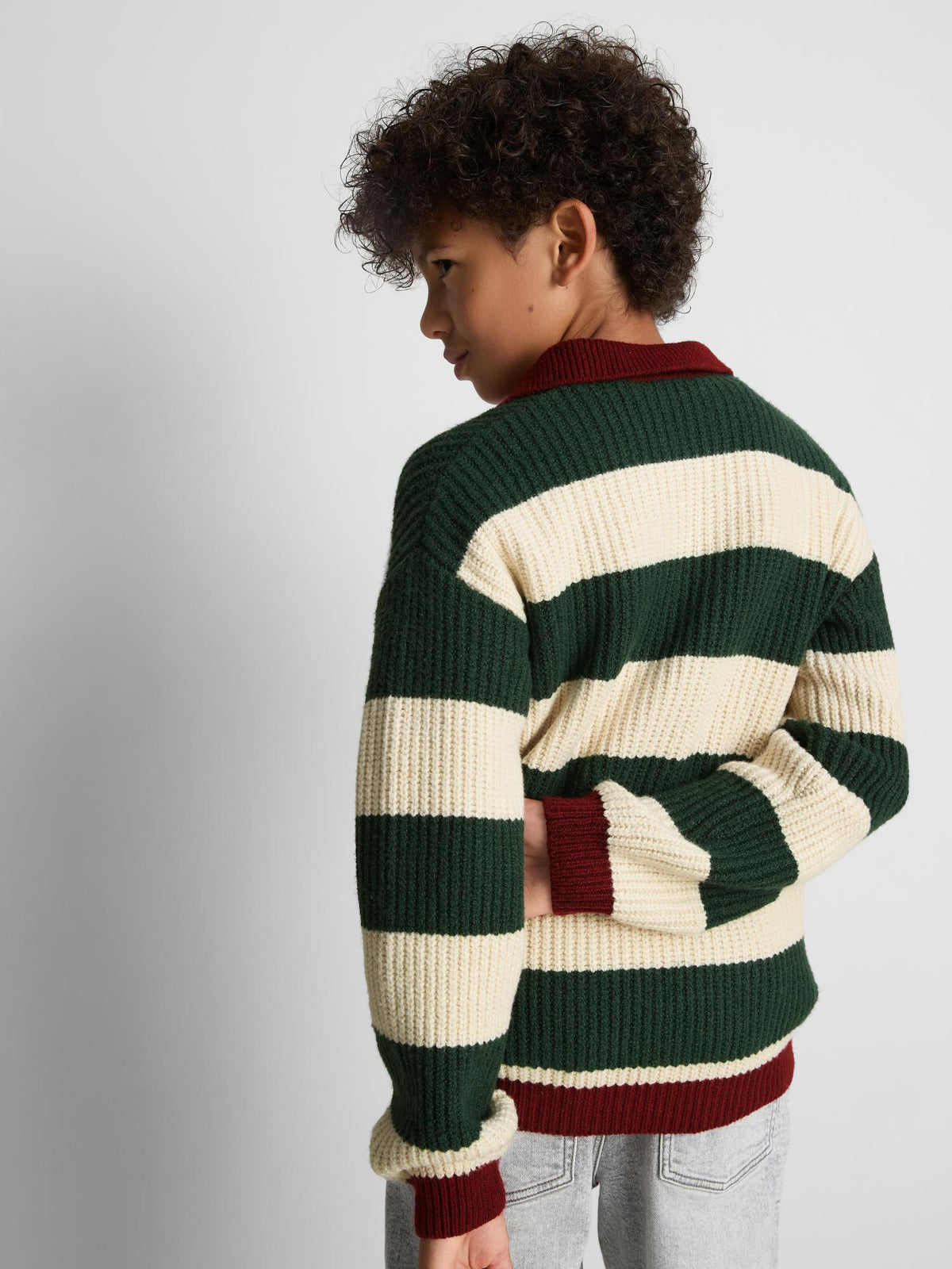 7-15yrs | Stripe Embroidered Polo Jumper - Multi