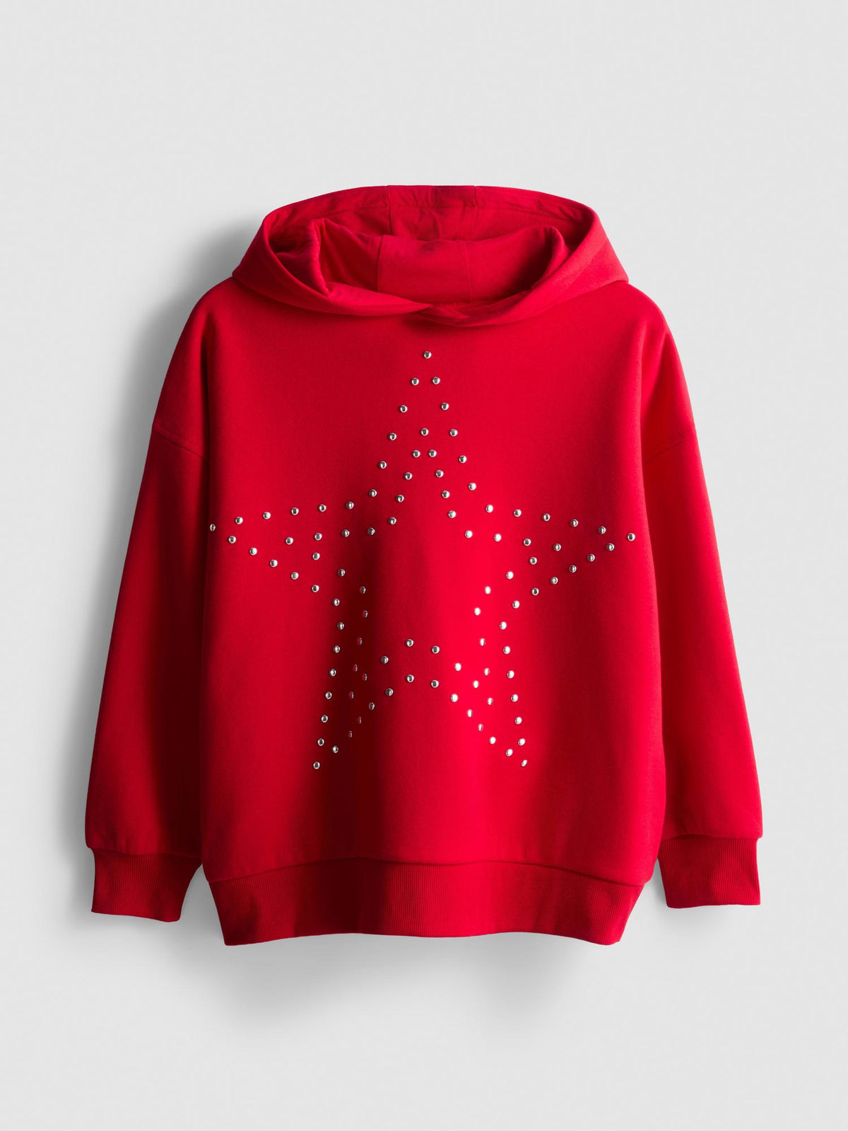 7-15yrs | Cotton Rich Studded Star Graphic Hoodie - Red