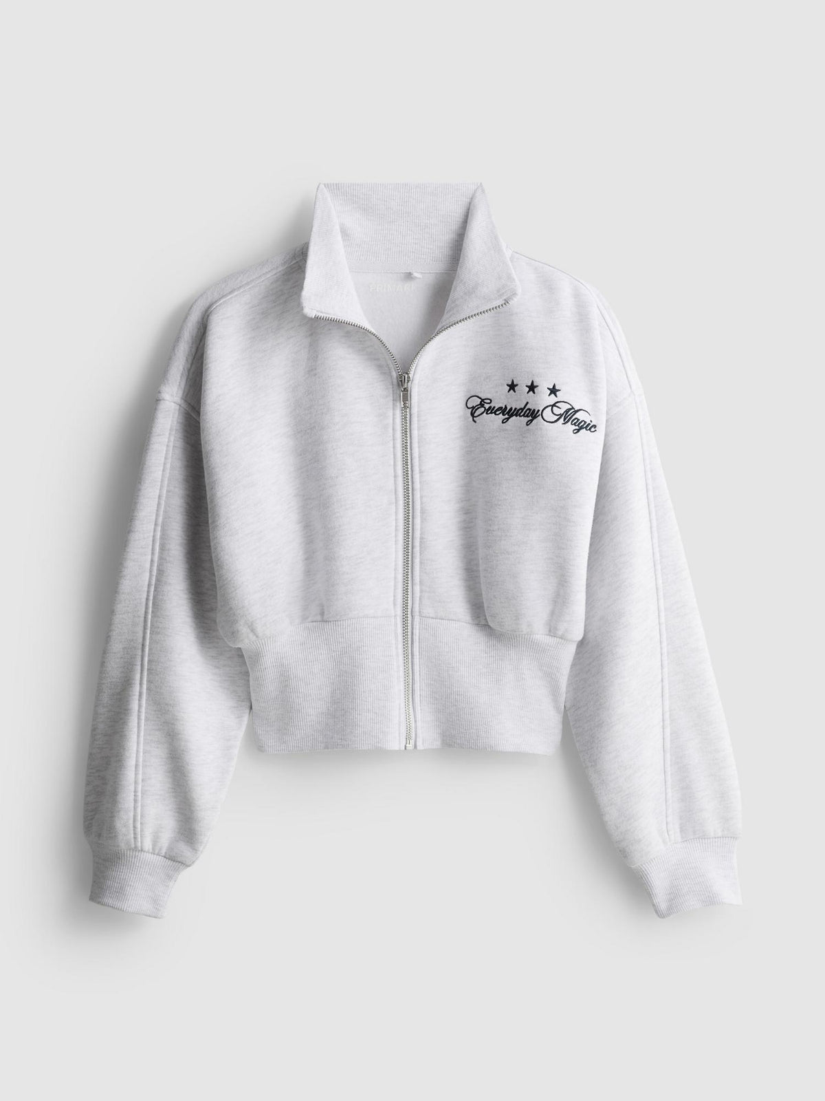 7-15yrs | Cotton Rich Funnel Neck Zip-Up Sweatshirt - Grey Marl