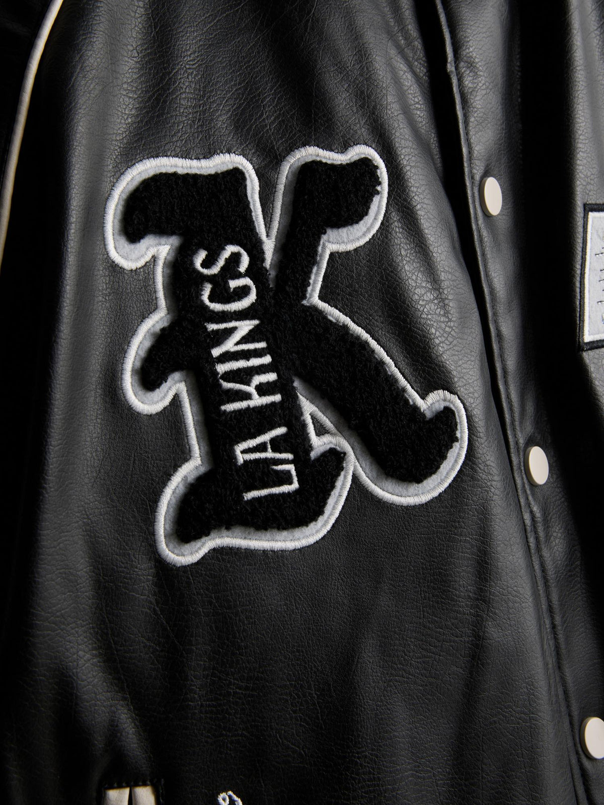 NHL Los Angeles Kings Faux Leather Varsity Jacket - Black