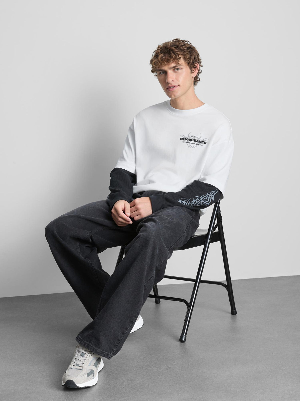 Renaissance Layered Sleeve T-Shirt - White
