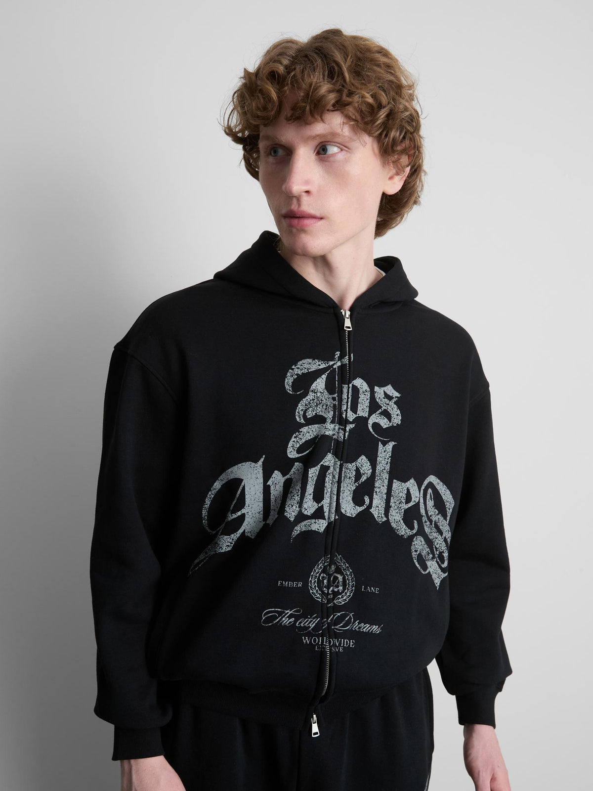 Los Angeles Graphic Zip-Up Hoodie - Black