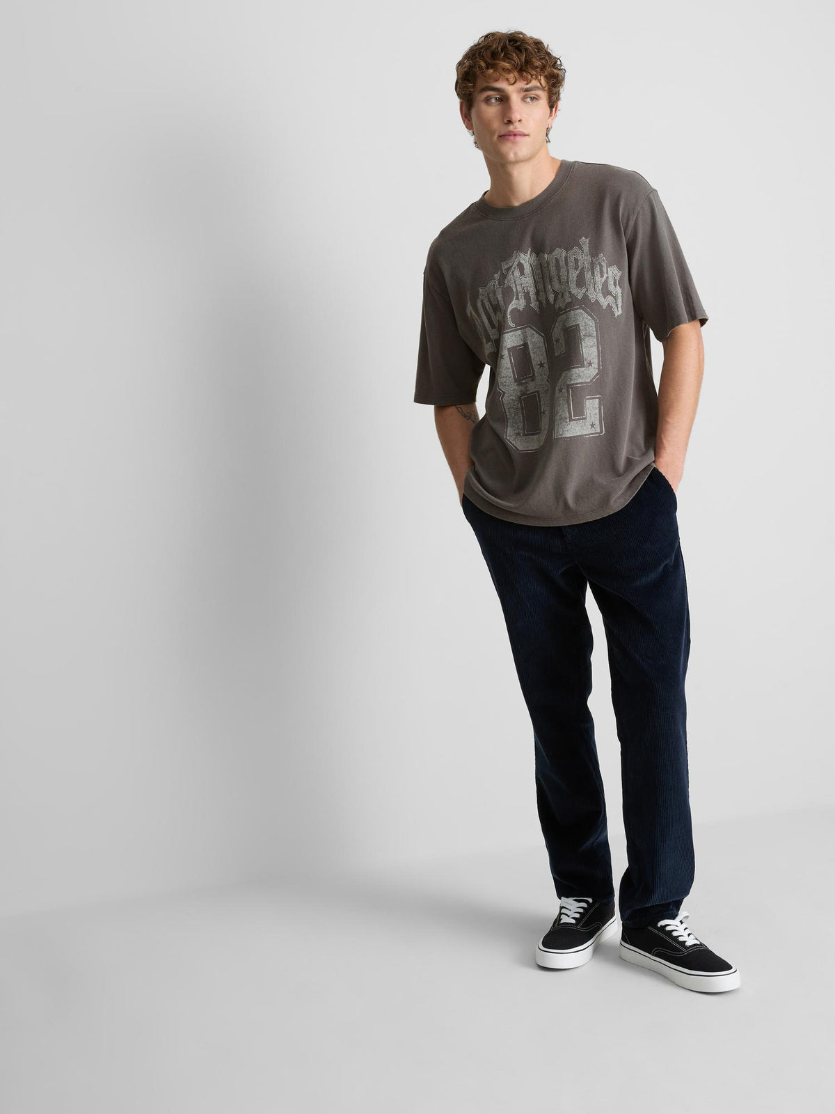 Pure Cotton Los Angeles 82 Graphic T-Shirt - Charcoal