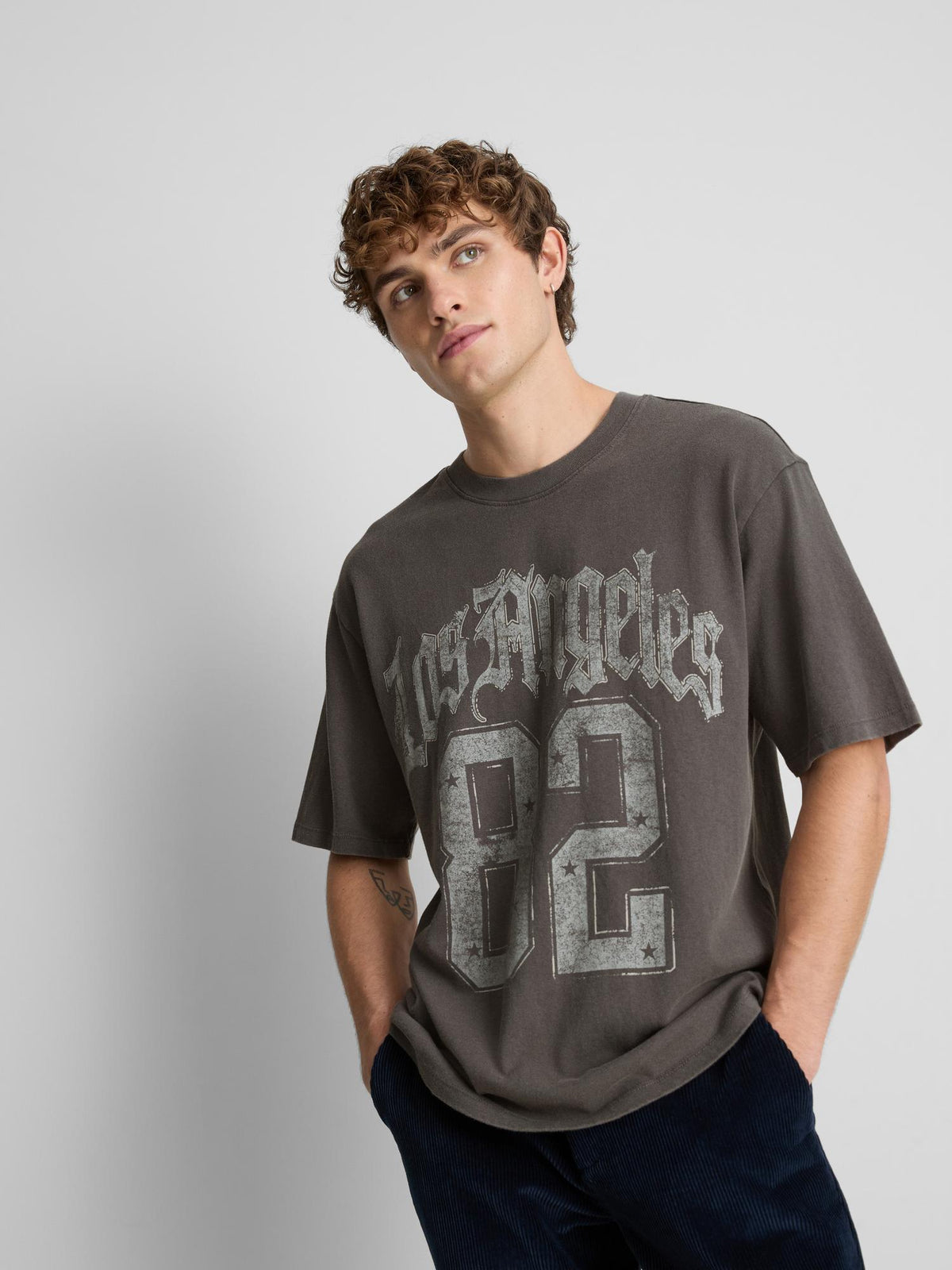 Pure Cotton Los Angeles 82 Graphic T-Shirt - Charcoal