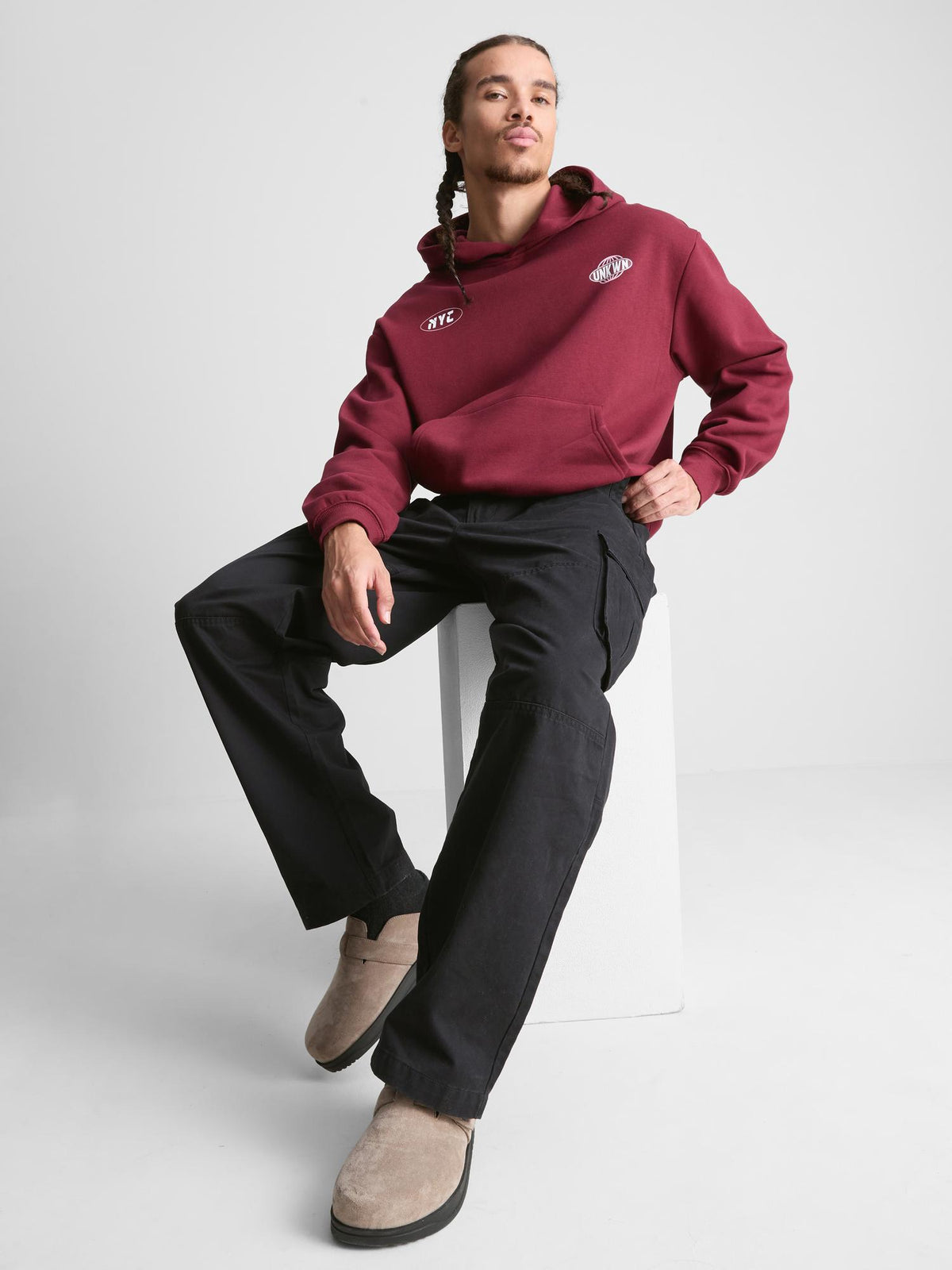 Pure Cotton Loose Fit Cargo Trousers - Black