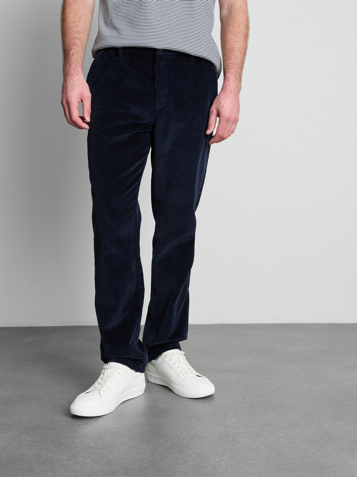 Pure Cotton Slim Fit Corduroy Trousers - Navy