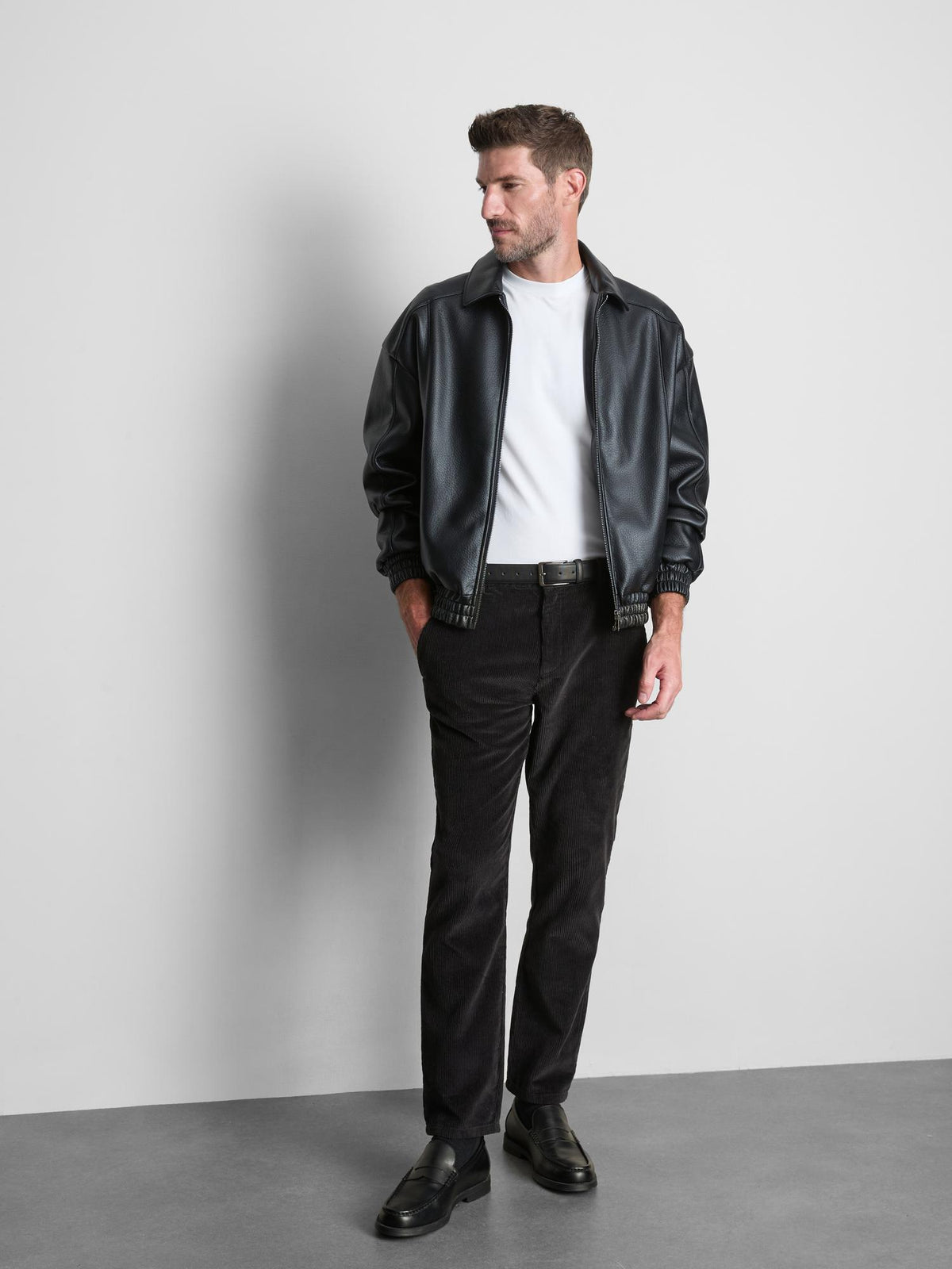 Pure Cotton Slim Fit Corduroy Trousers - Charcoal