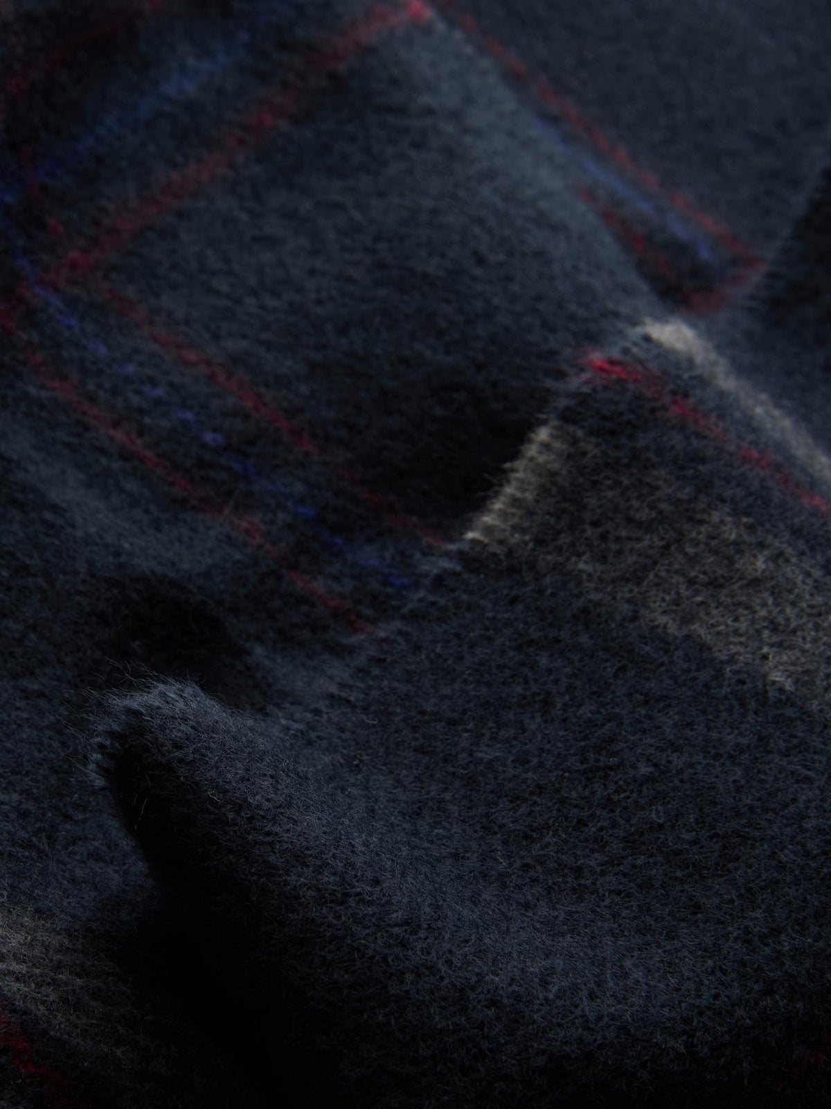 Check Fringed Scarf - Navy