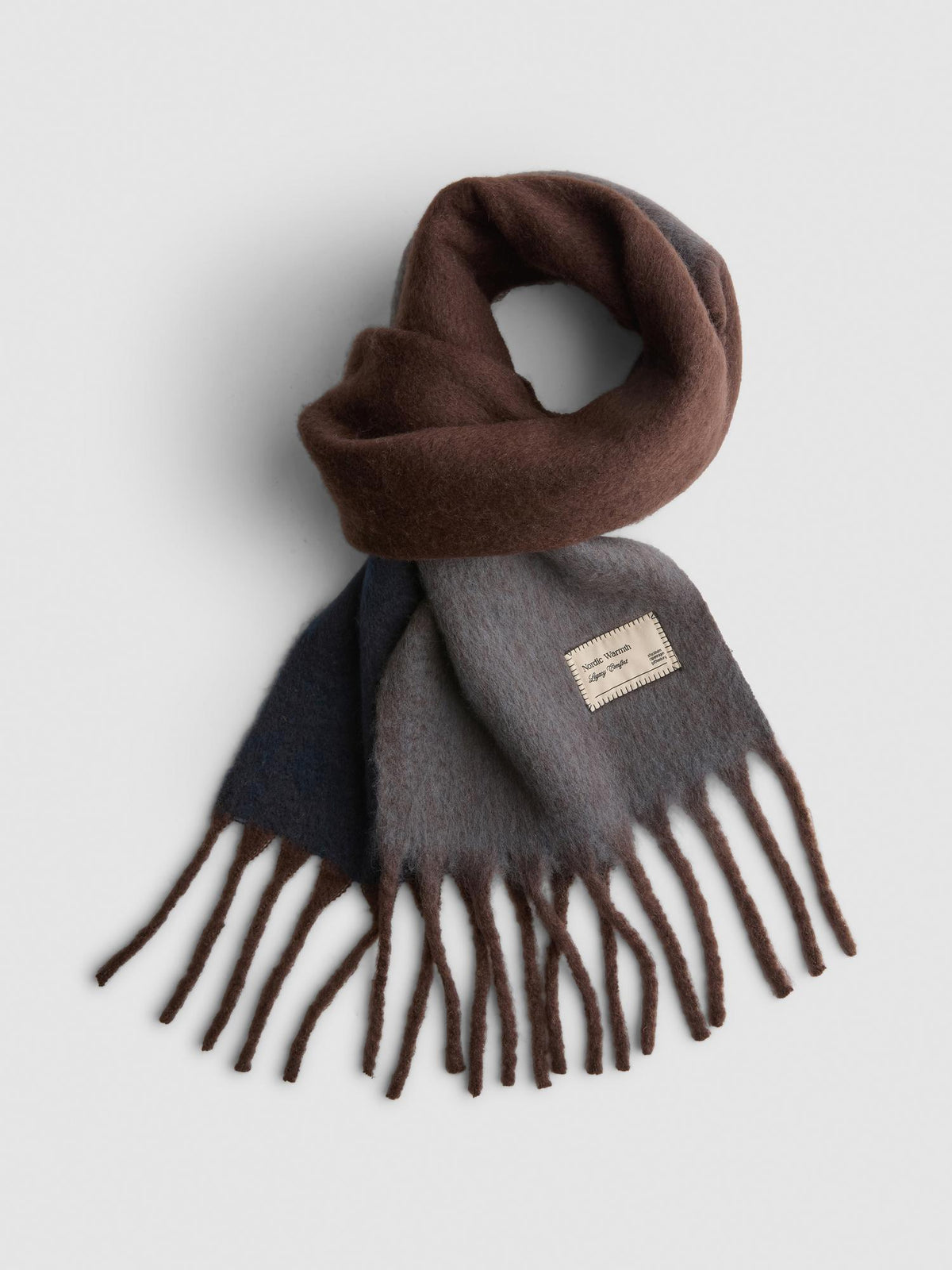 Checked Fringed Scarf - Grey