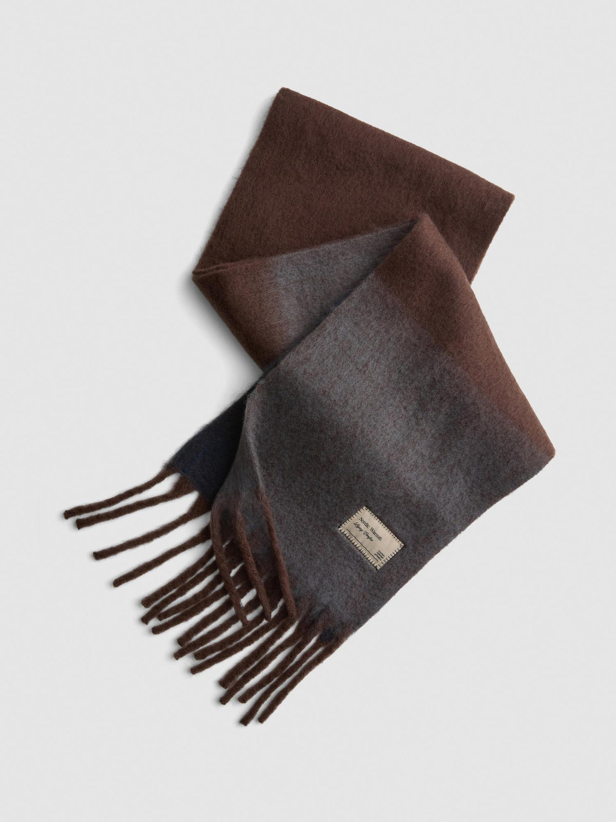 Checked Fringed Scarf - Grey