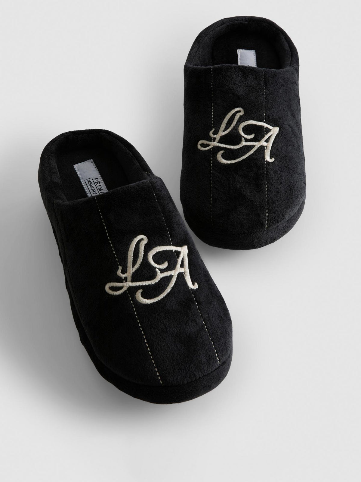 LA Embroidered Memory Foam Slippers - Black