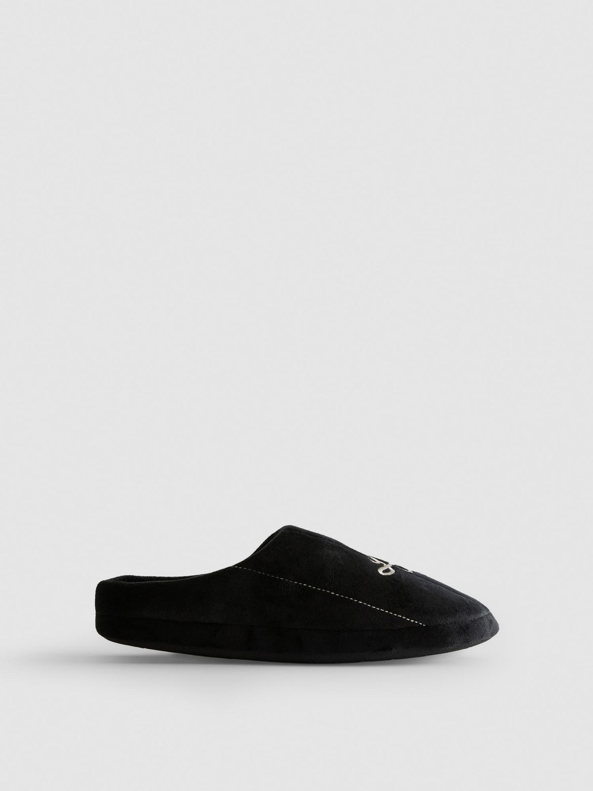LA Embroidered Memory Foam Slippers - Black