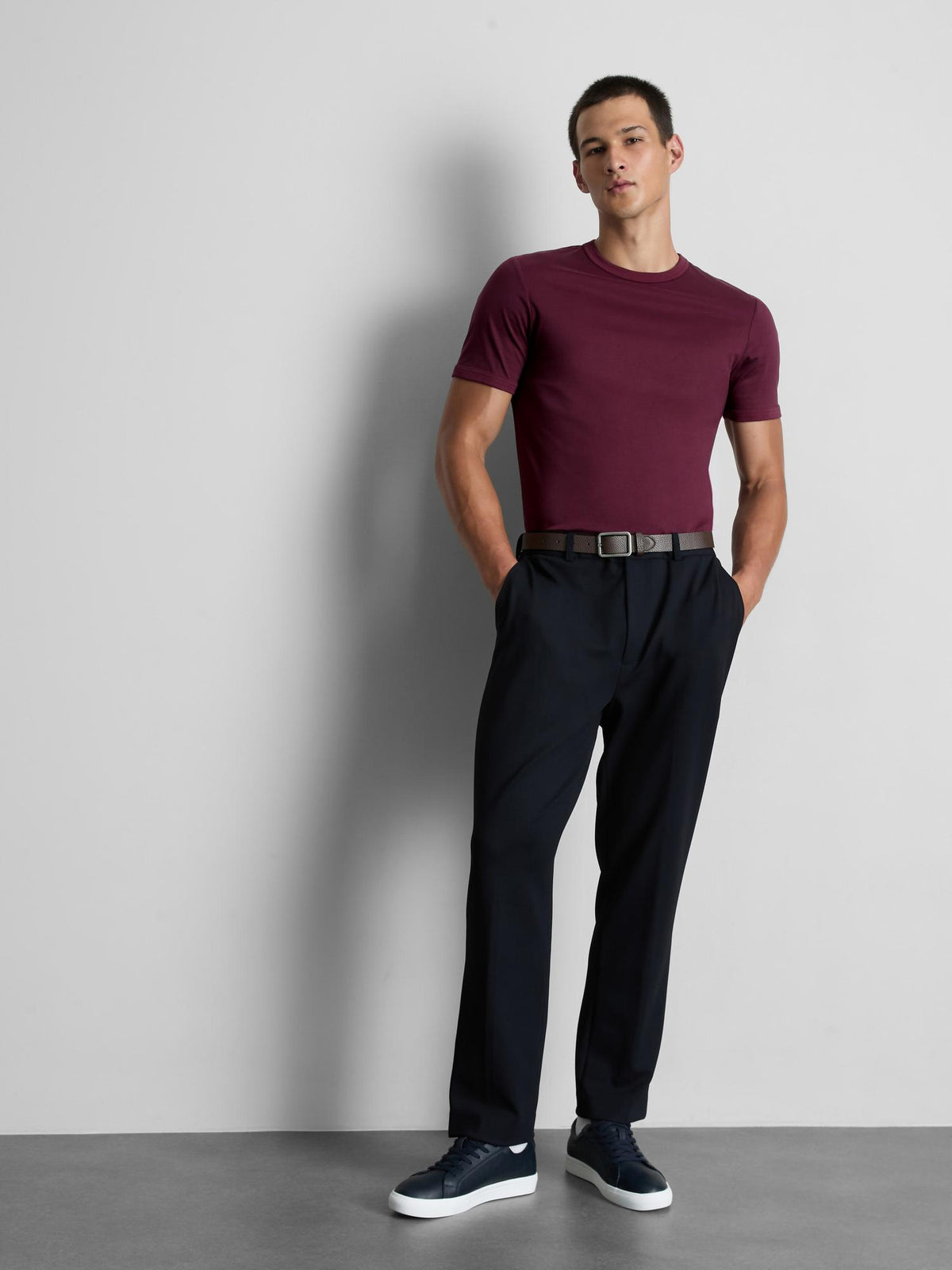 The Edit Slim Fit Crew Neck T-Shirt - Burgundy
