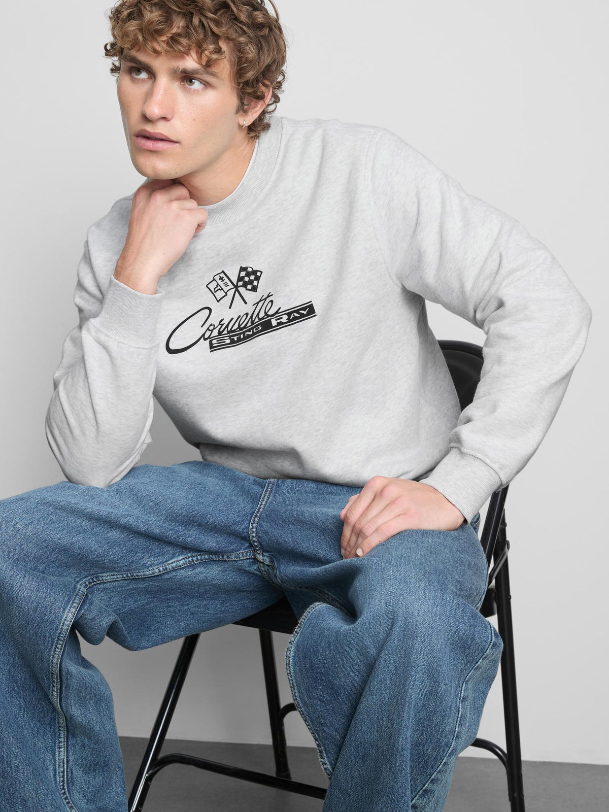 Cotton Rich Chevrolet Corvette Sting Ray Sweatshirt - Grey Marl