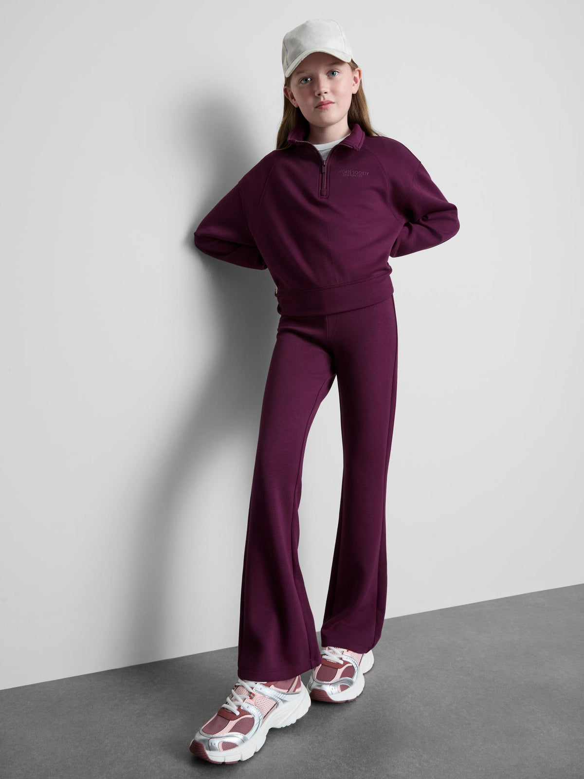 7-15yrs | Funnel Neck Sweatshirt and Joggers Set - Plum