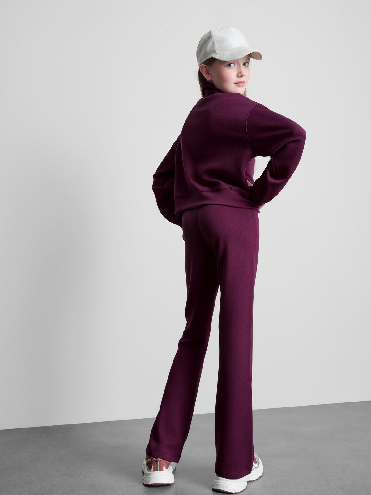 7-15yrs | Funnel Neck Sweatshirt and Joggers Set - Plum