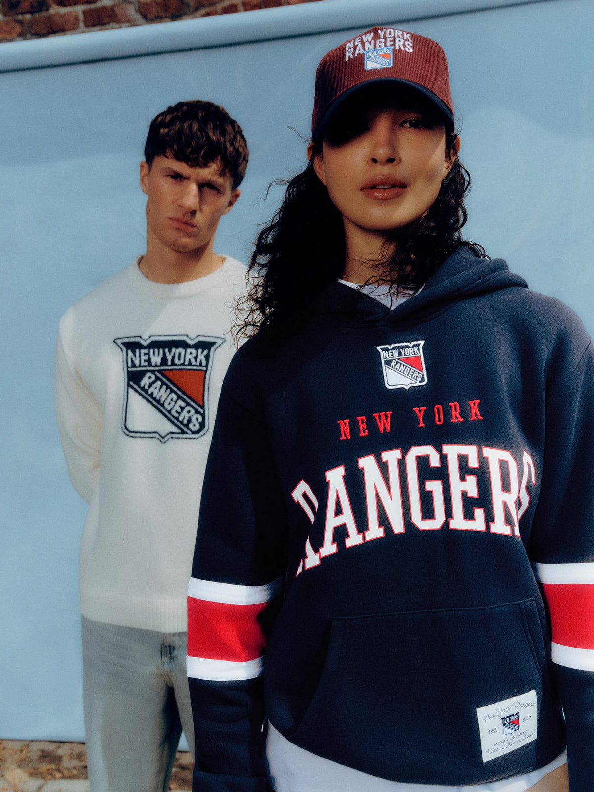 NHL New York Rangers Cotton Rich Graphic Hoodie - Navy