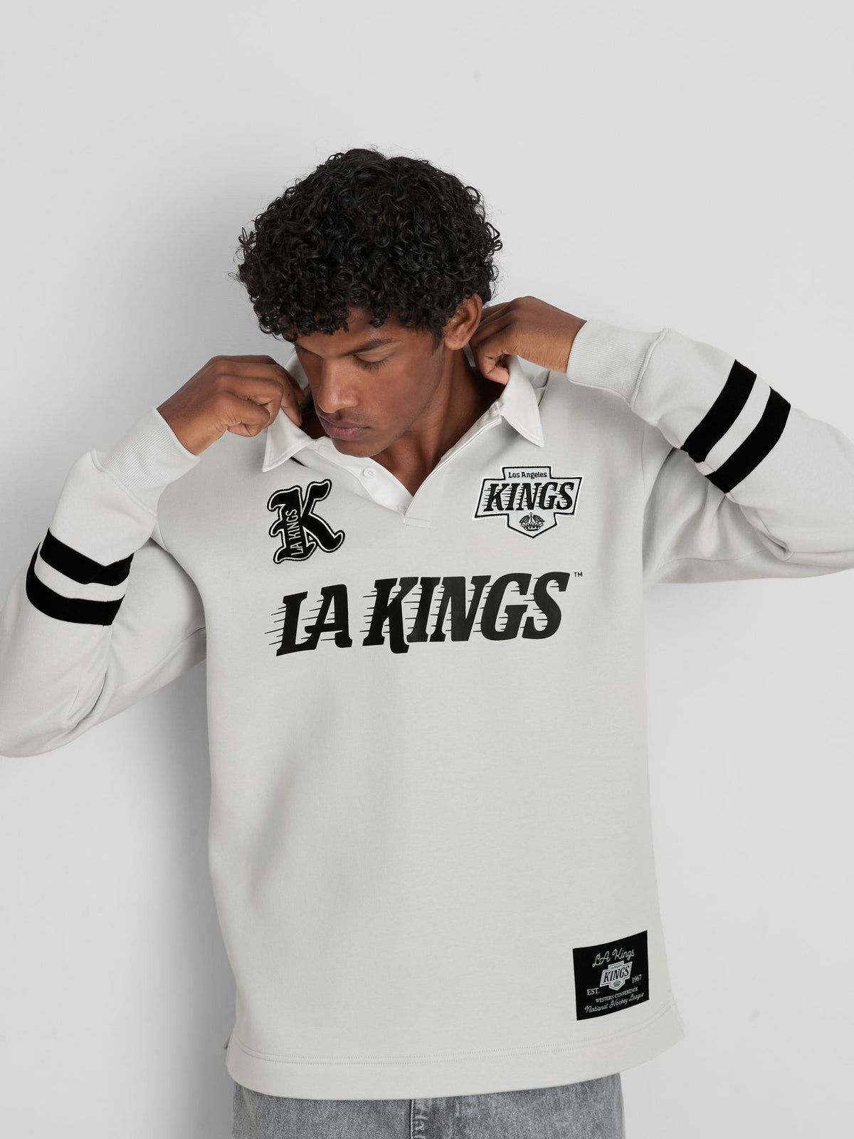 NHL Los Angeles Kings Cotton Rich Rugby Shirt - Grey
