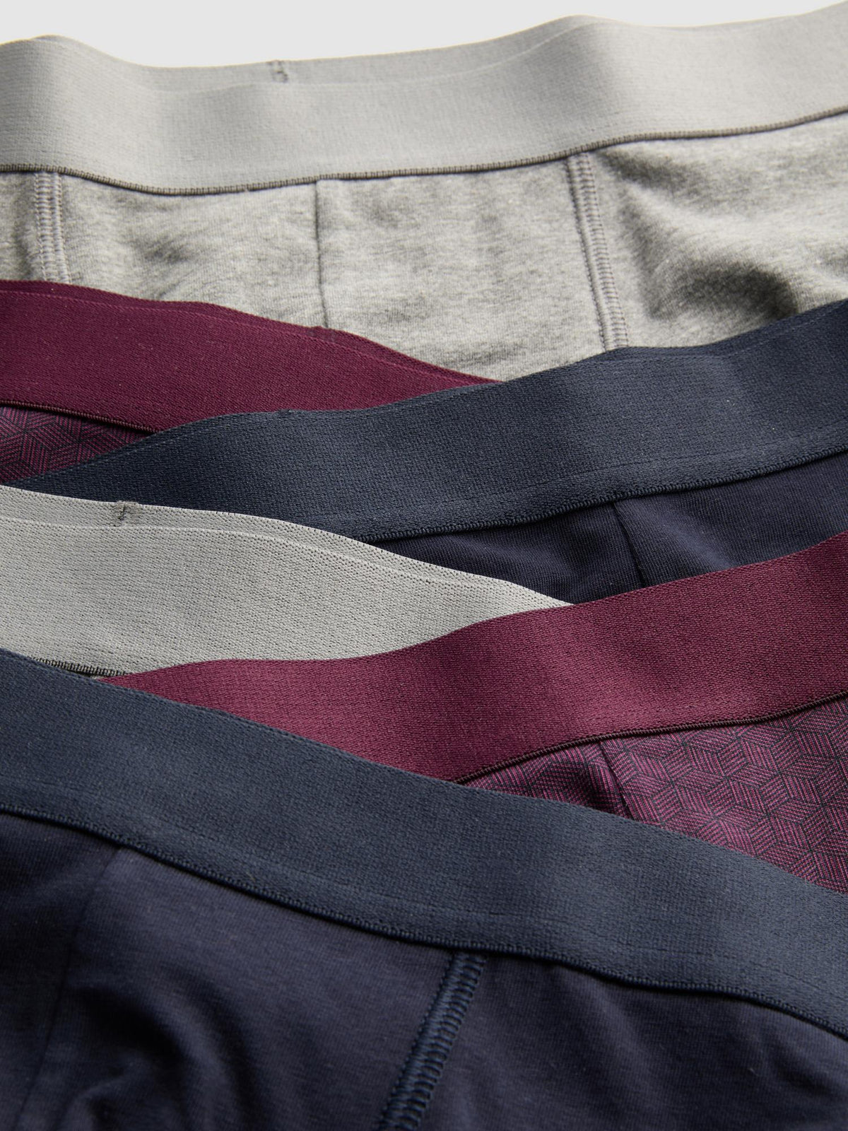 6pk Plain and Print Trunks - Burgundy