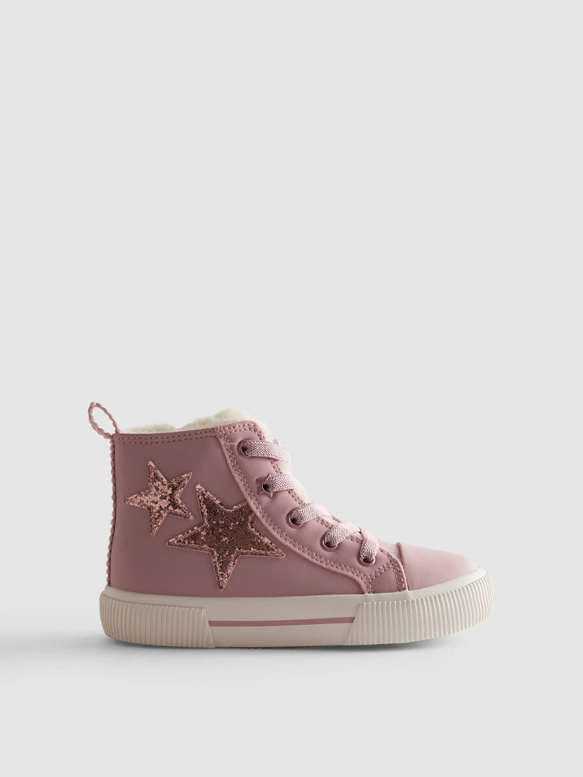 Faux Fur Lined High-Top Trainers - Light Pink