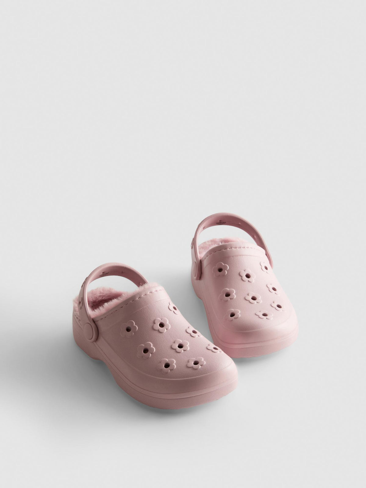 Faux Fur Lined Clog Slippers - Pink